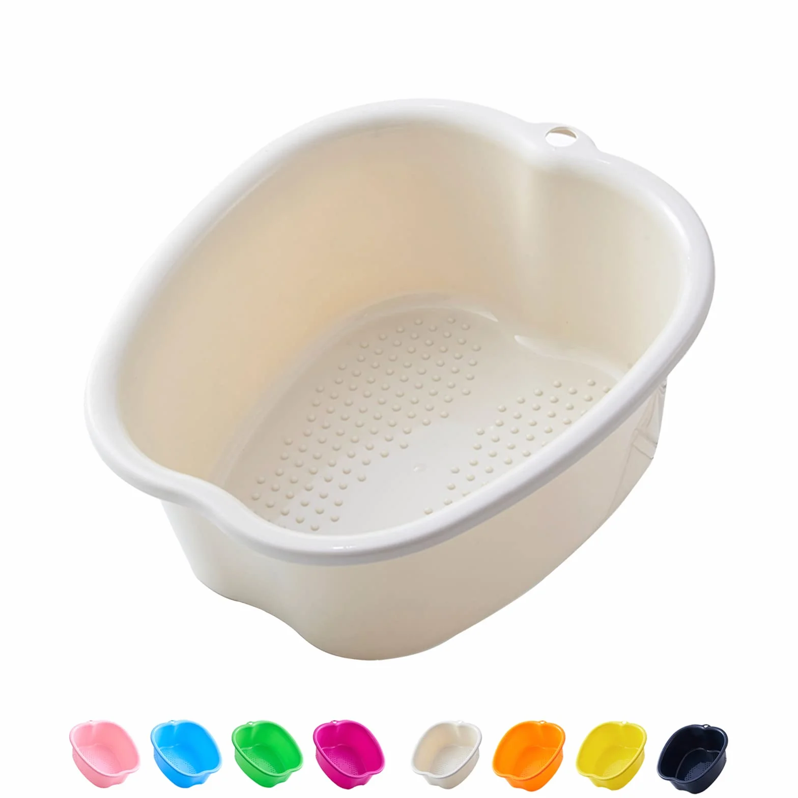 Grande Bassine Plastique - Spa Bain de Pied Bassin, Baignoire de Soins Des Pieds pour Pédicures/Détox/Massage pour Relaxant, Grand Bol 37cm/14,5" (White)
