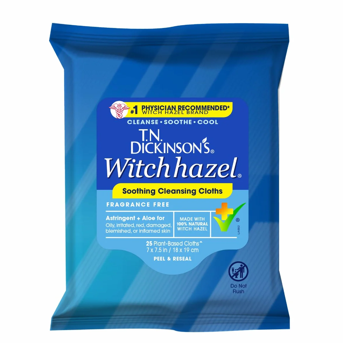 T.N. Dickinson's Witch Hazel Cleansing Cloths with Aloe, 25 Cloths
