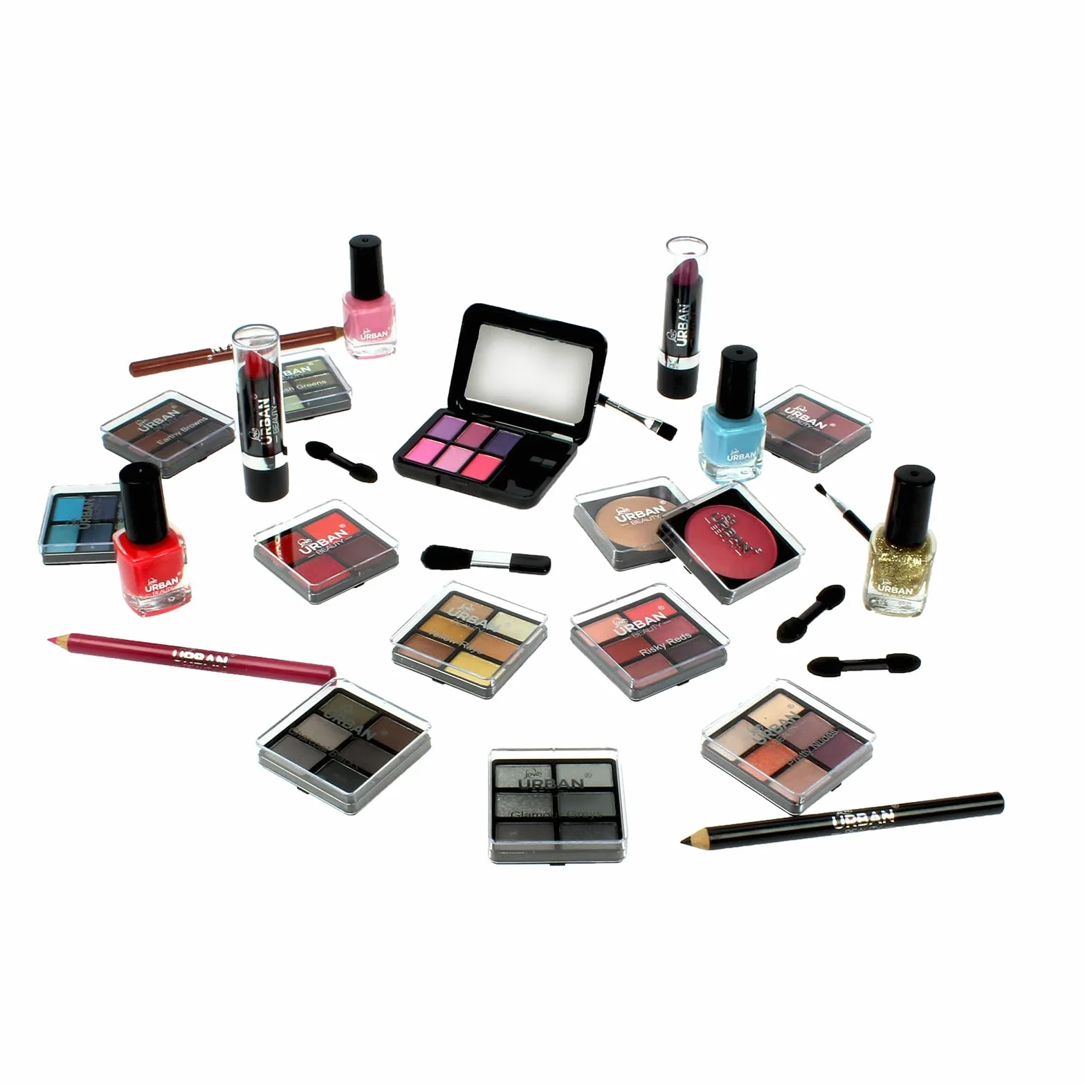 LOVE URBAN BEAUTY Végétalien Trousse maquillage rose vif - Kit maquillage 82 pièces adolescentes et femmes avec ombres à paupières, fards, rouges à lèvres et produits pour les ongles