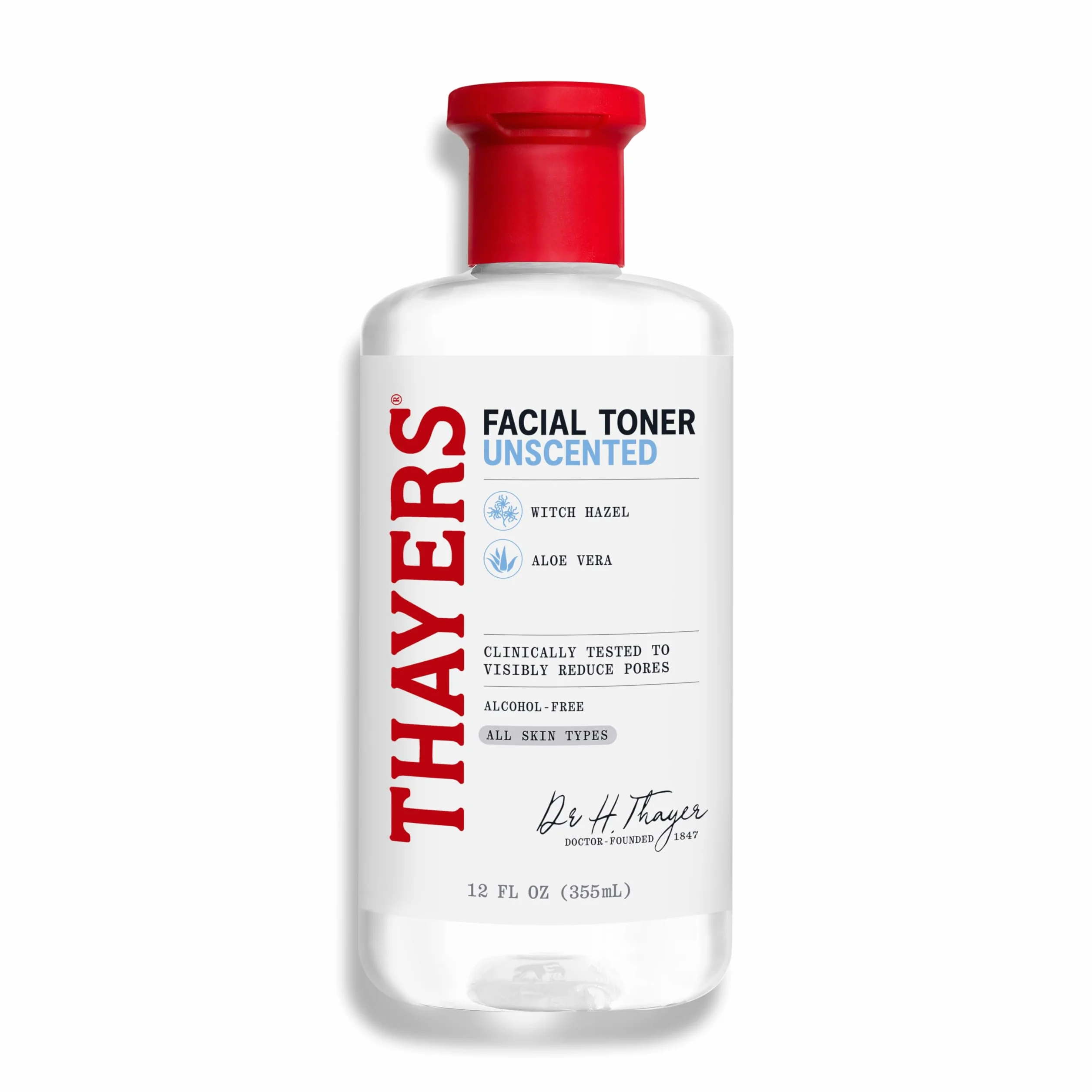 Thayers Lotion tonique douce Sans Parfum - Hamamélis & Aloe vera bio - hydratation & pores resserrés - sans cruauté envers les animaux - sans alcool - vegan - 98% d'ingrédients naturels - 355 ml