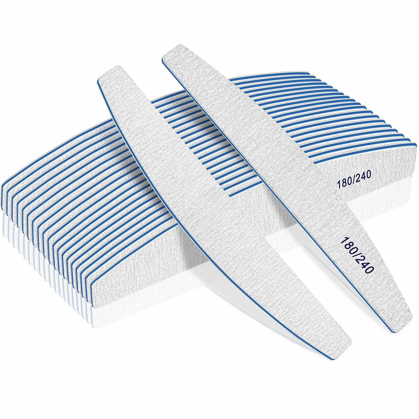 Lime à ongles professionnelle 180/240 Grit, 12Pcs Emery Board, Set lavable réutilisable