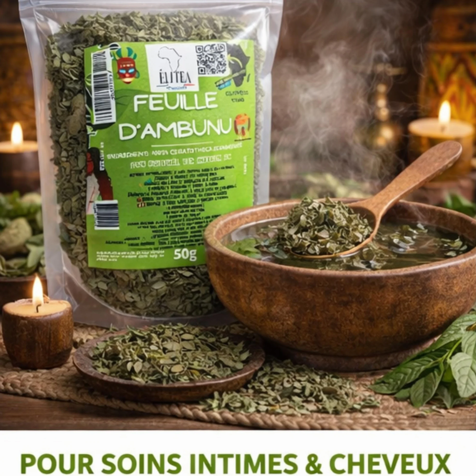 Gel Démêlant Fortifiant Cheveux Crépus Bouclés Frisés Feuilles d’Ambunu Naturel 50g