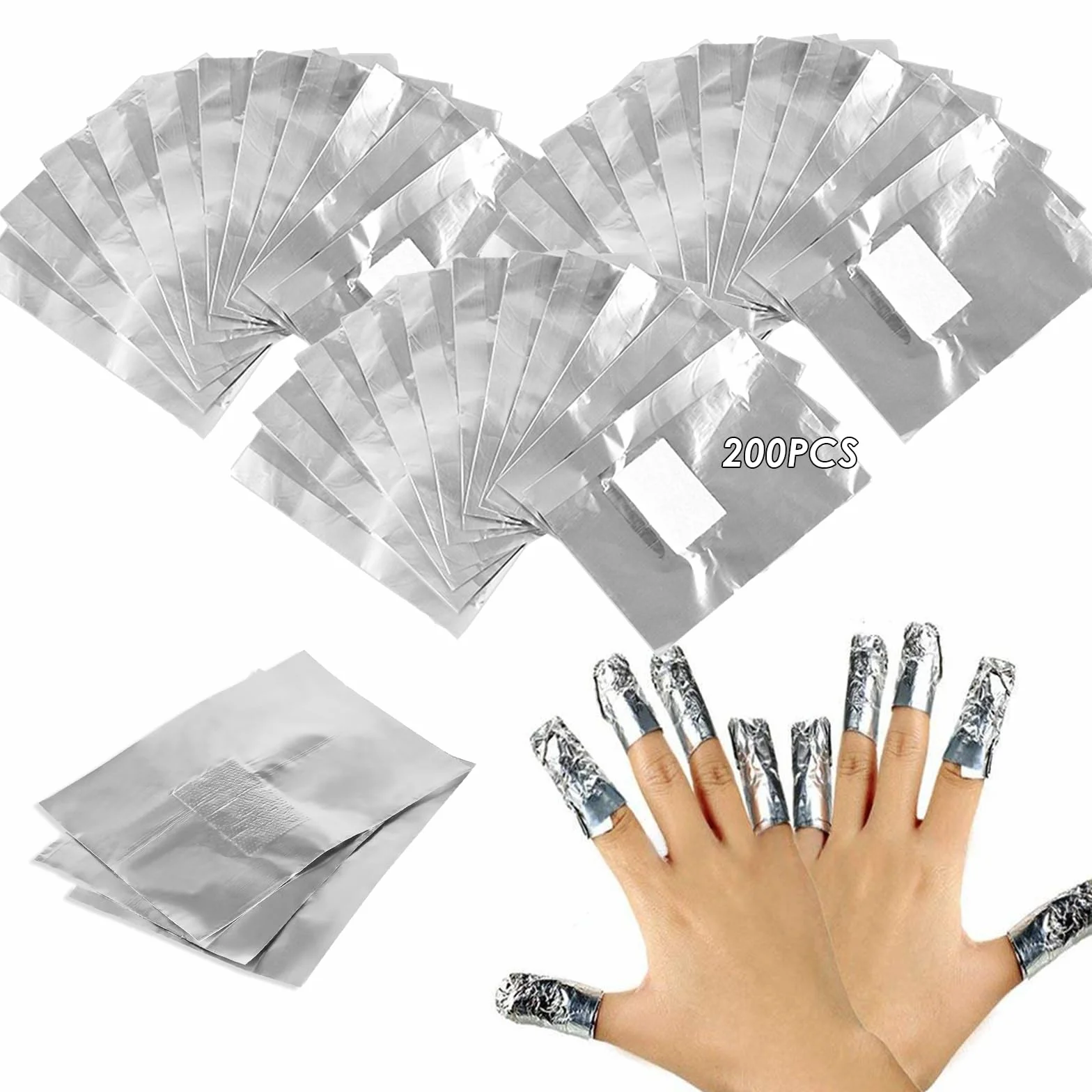 Papillotes en Aluminium pour Enlever Vernis à Ongles Gel, 200 Pièces Feuille d'Aluminium