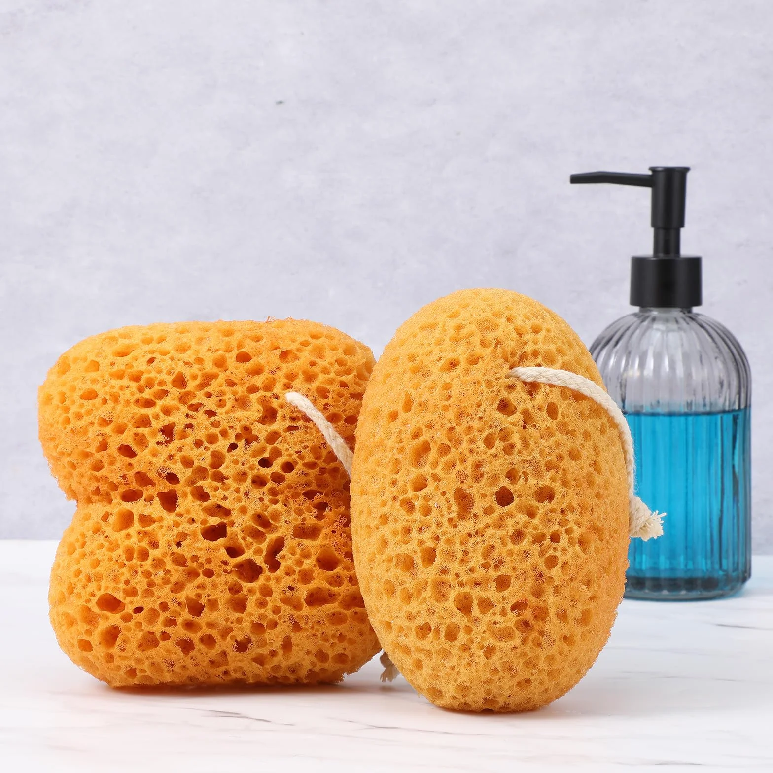 Éponges de bain naturelles exfoliantes en nid d'abeille, lot de 2, ultra douces pour peaux sèches