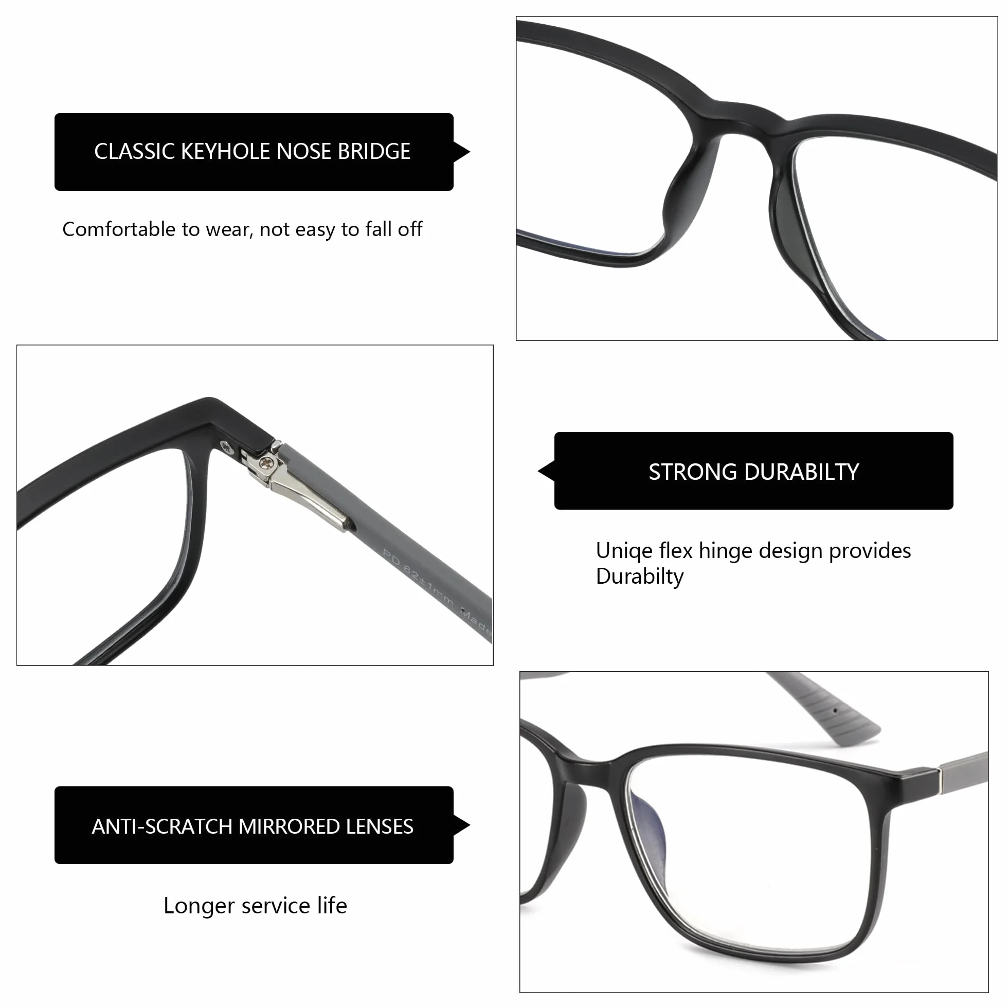ZENOTTIC Lunettes de Lecture Homme Filtre Lumière Bleue Monture Carrée Anti-Reflets Sport Ordinateur