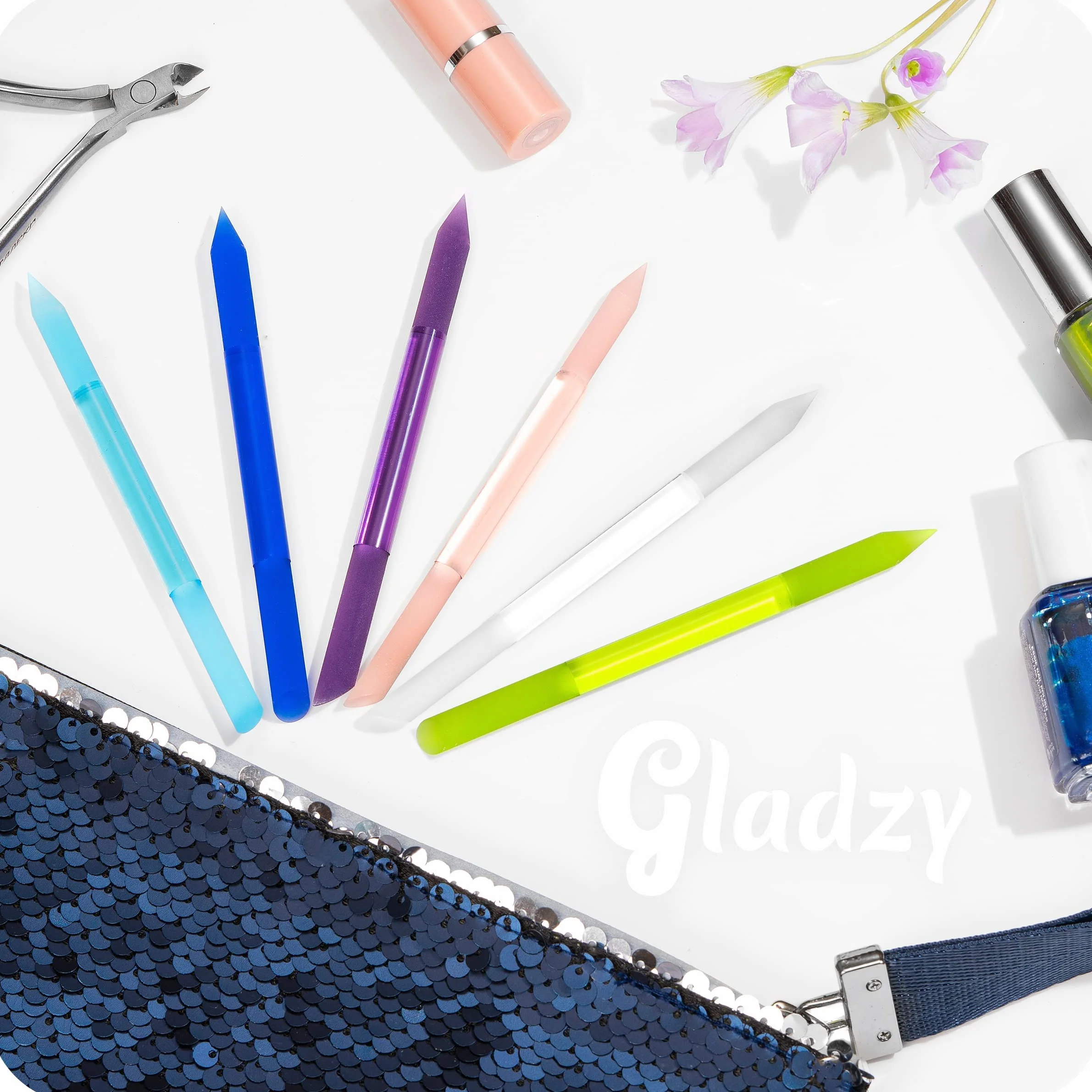 Gladzy Lime à Ongles Verre avec Poussoir Cuticules - Bâton Manucure Dissolvant Professionnel Précision