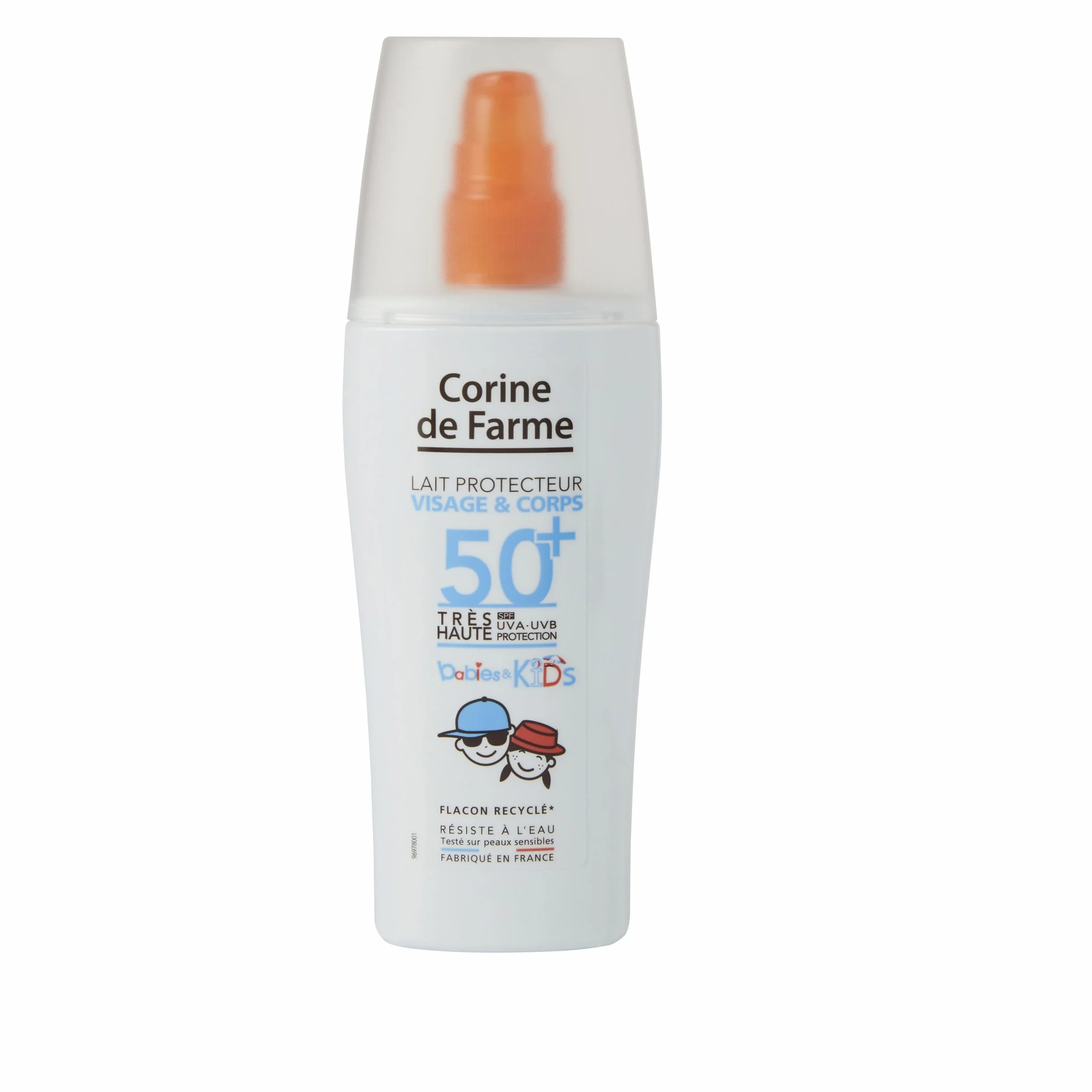 CORINE DE FARME Leche Protectora Rostro Cuerpo FPS 50 150 ml pour bébés et enfants