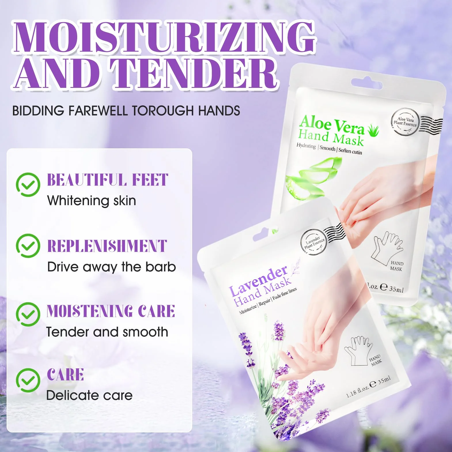 Masque Main Hydratant Exfoliant 6 Paires Gants Hydratants Peau Sèche Craquelée