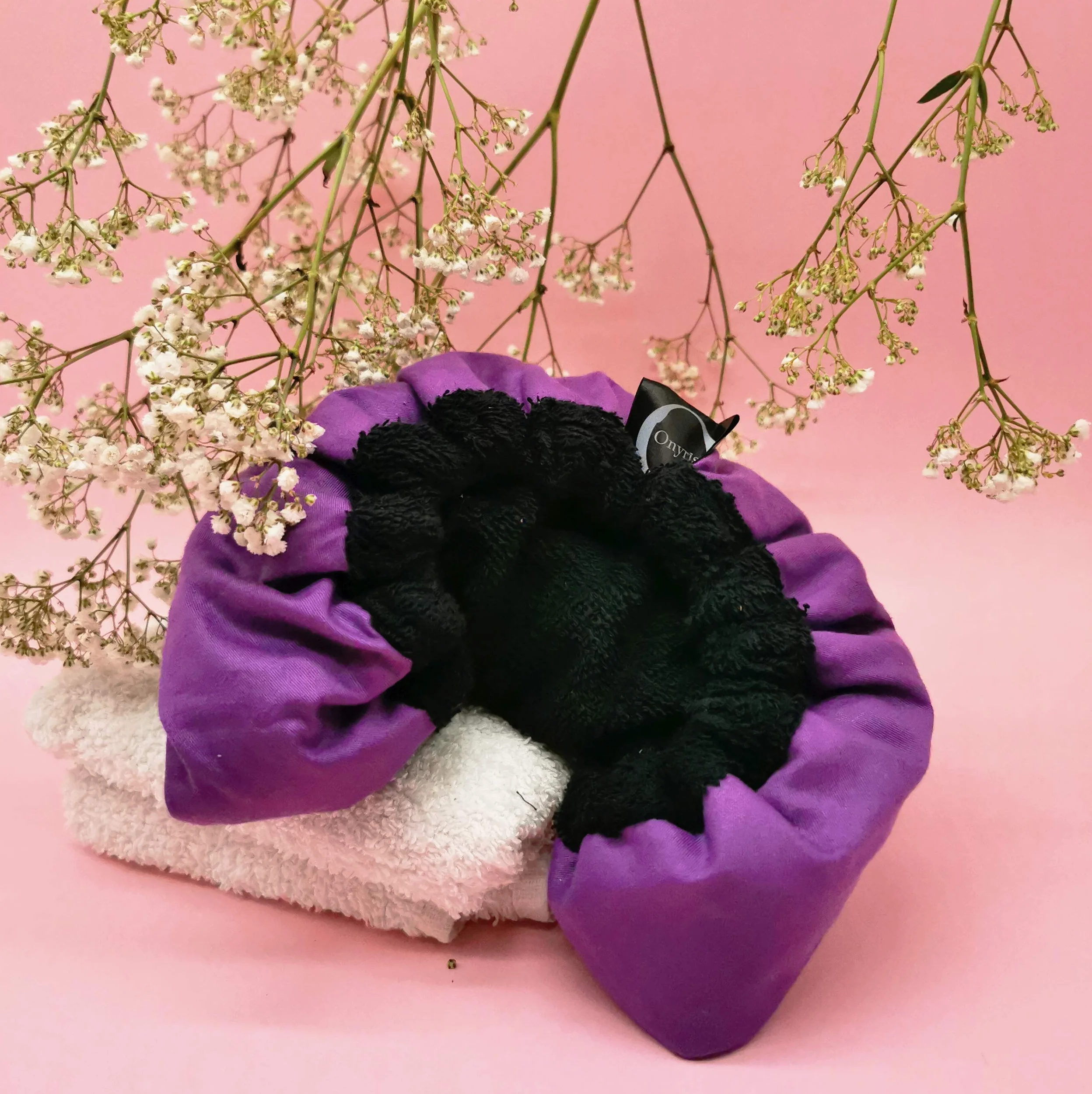 Bonnet Chauffant pour Soins Capillaires 100% Naturel aux Graines de Lin, Micro-Onde pour Tous Types et Textures de Cheveux (Purple)