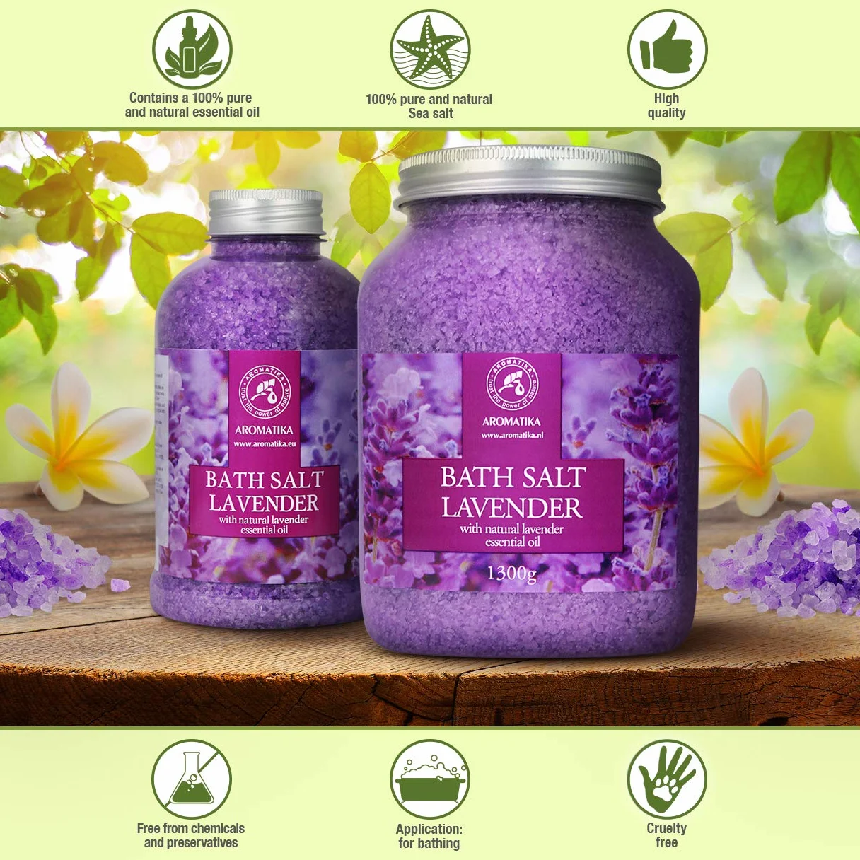 AROMATIKA Sel de Bain Lavande - Détente & Sommeil, 1,3kg
