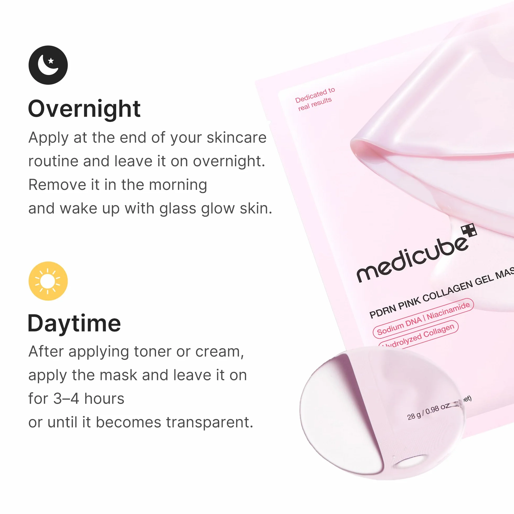 Medicube Masque en Gel au Collagène Rose et PDRN d'ADN de Saumon - Soin Visage Coréen - Lot de 4 x 28g