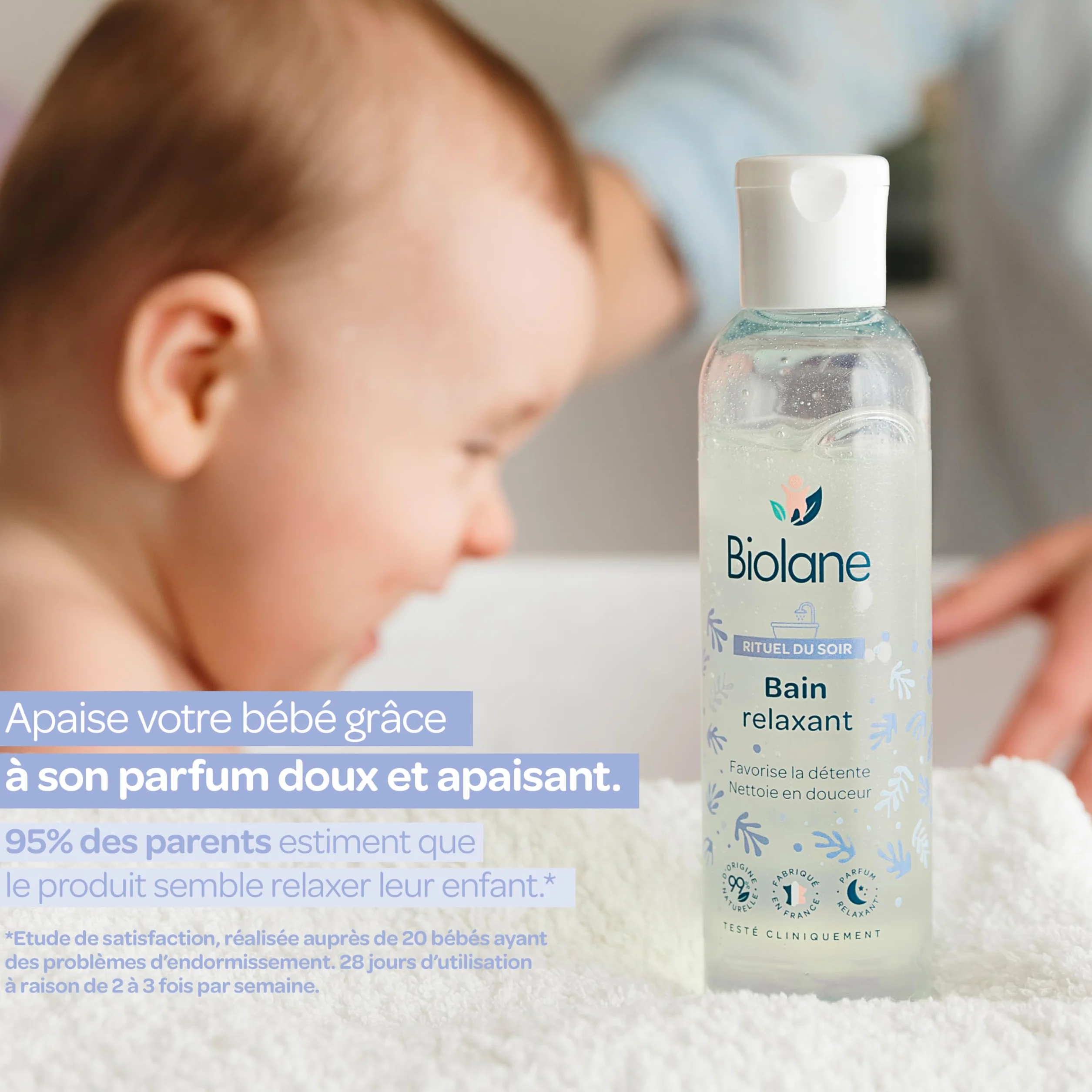 BIOLANE Bain relaxant bébé 150ml 99% ingrédients naturels Fabriqué en France