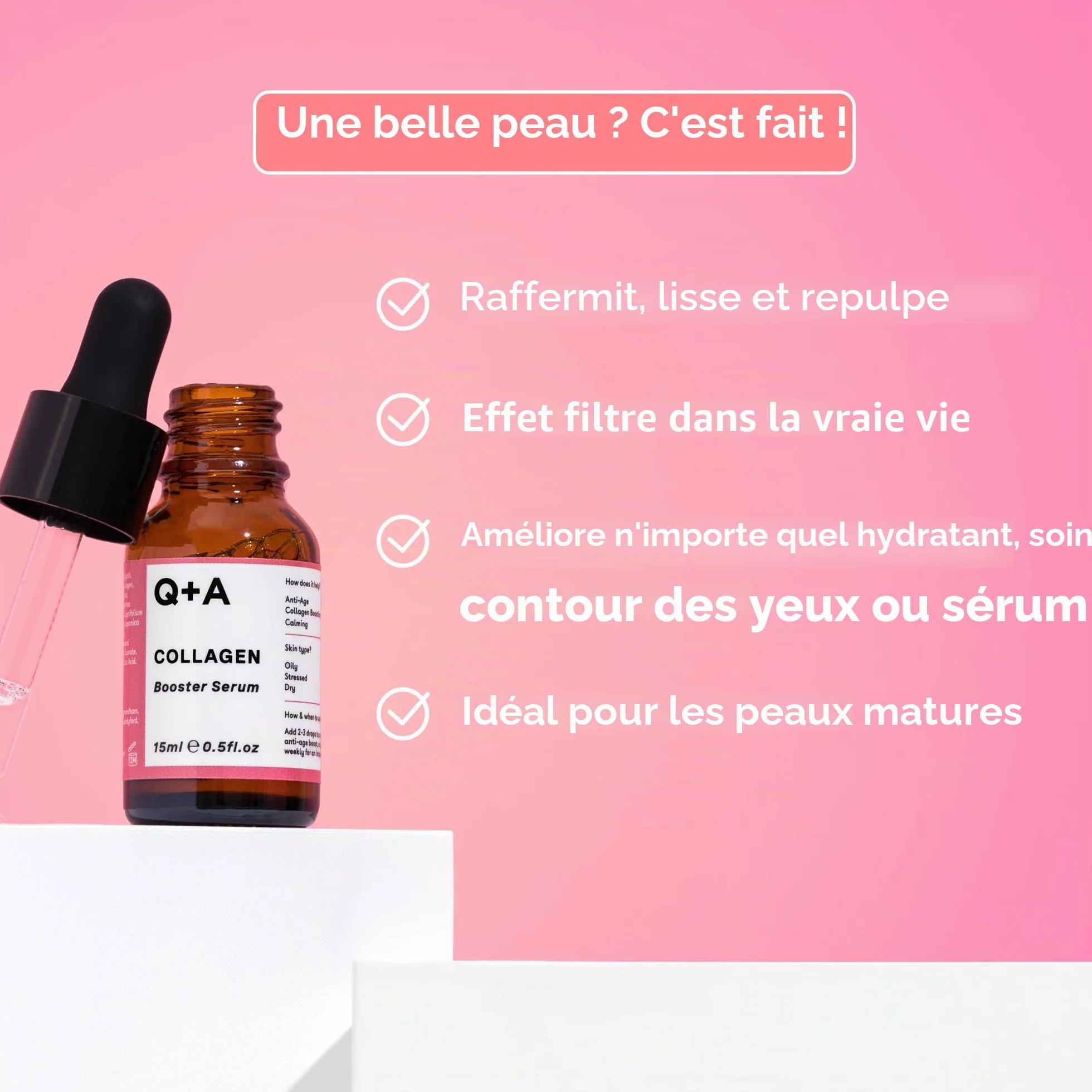 Sérum booster de collagène végétalien au collagène végétal, graines de févier épineux et extraits d'algues