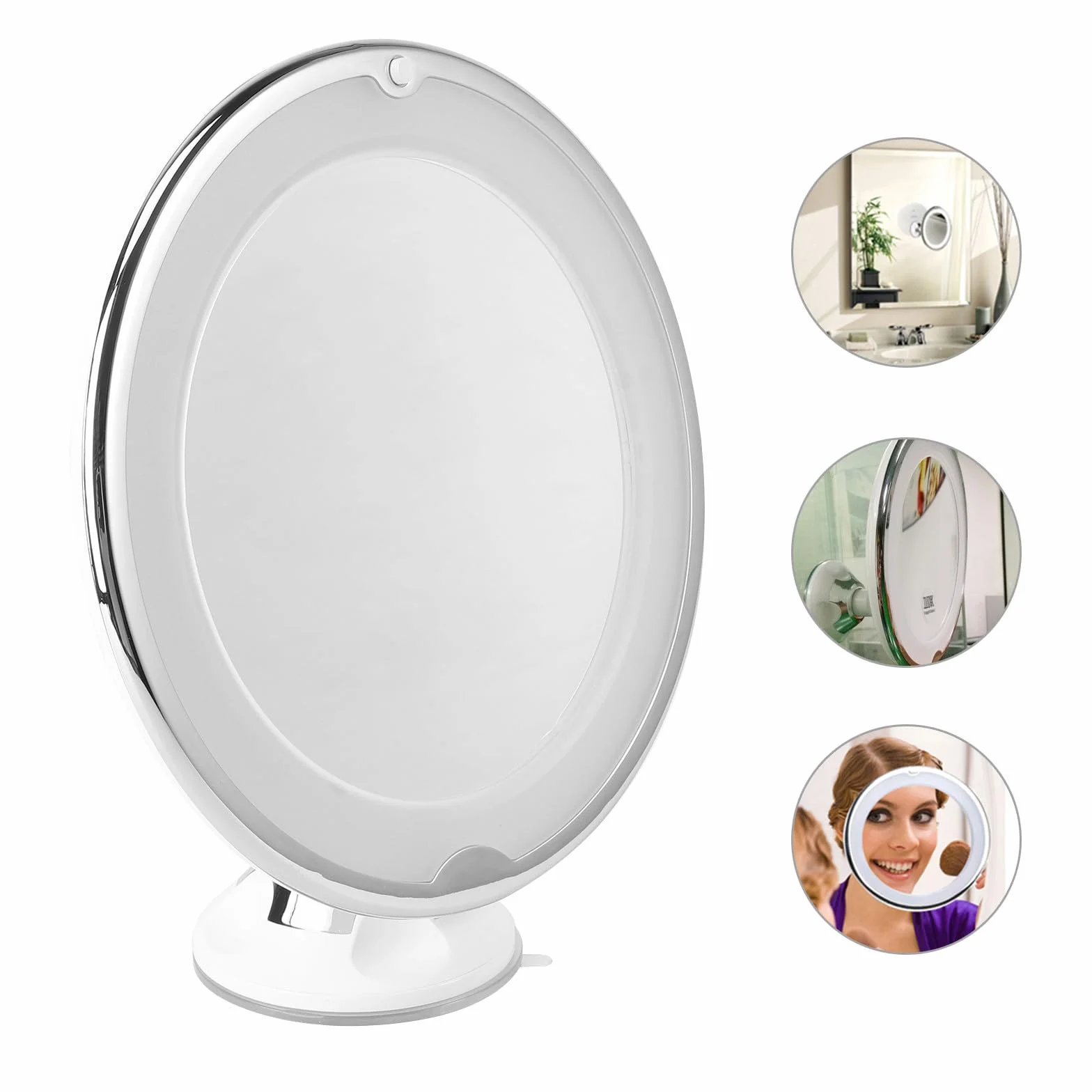 ibasenice Miroir de Maquillage Grossissant 7X Rond LED Blanc
