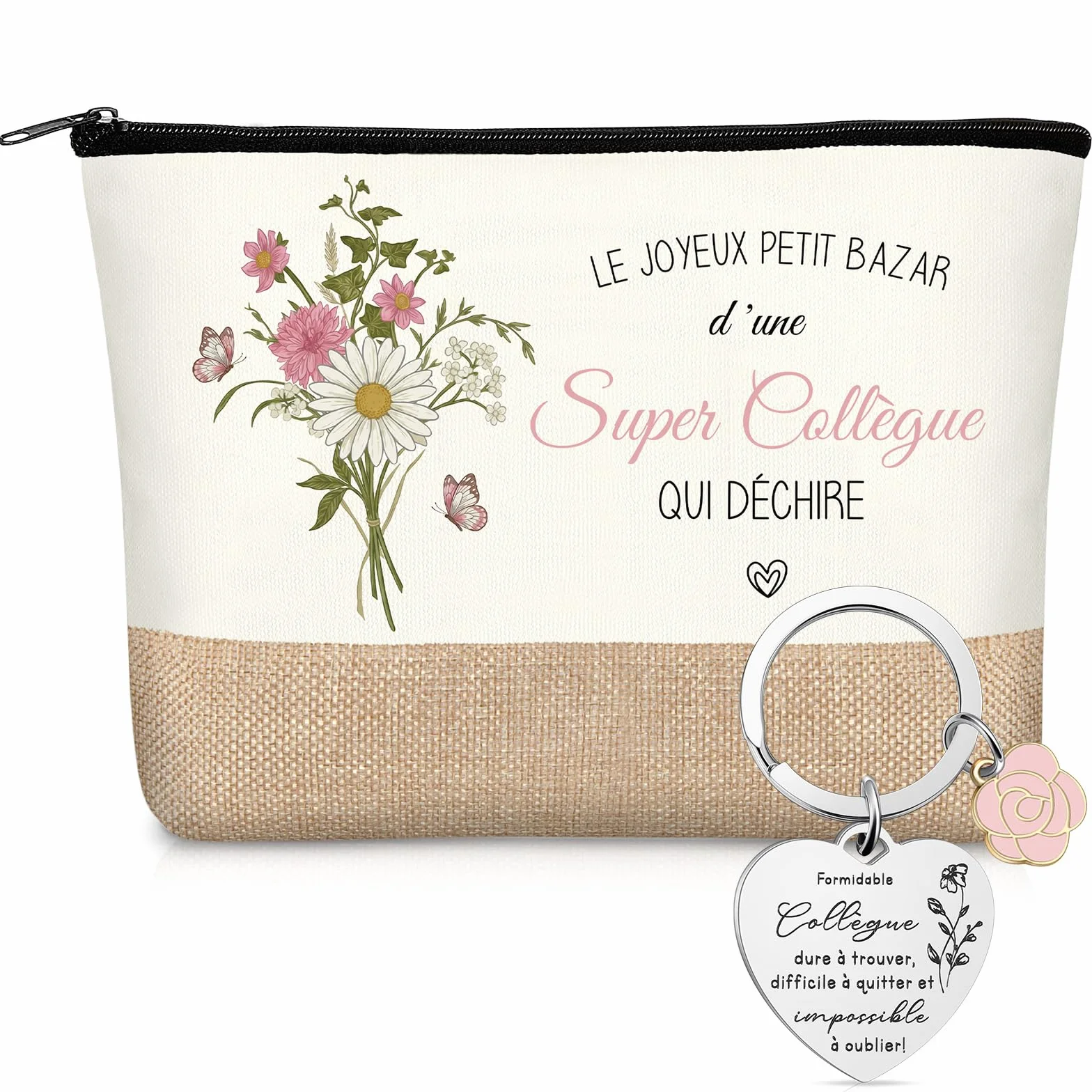 Blulu Trousse à Maquillage Porte-Clés Cadeau pour Collègue de Travail Femme Adieu Départ Retraite Anniversaire