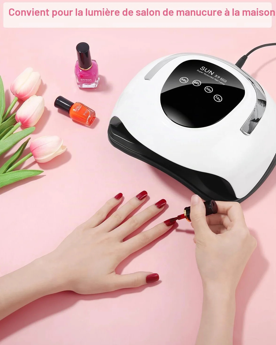 220W Lampe UV Ongles Gel, 10/30/60/99S Minuteries Lampe UV Vernis Semi Permanent, Portable Lampe LED Ongle avec Capteur Automatique, Professionnel Lampe UV Ongles Gel Pose pour Toutes Les Gels