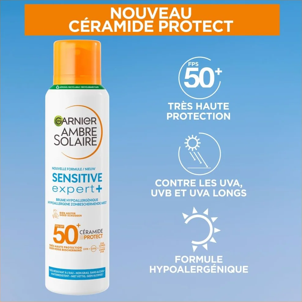 Garnier Ambre Solaire Sensitive Expert+ Brume Solaire Hypoallergénique Adulte FPS50+ 150 ml
