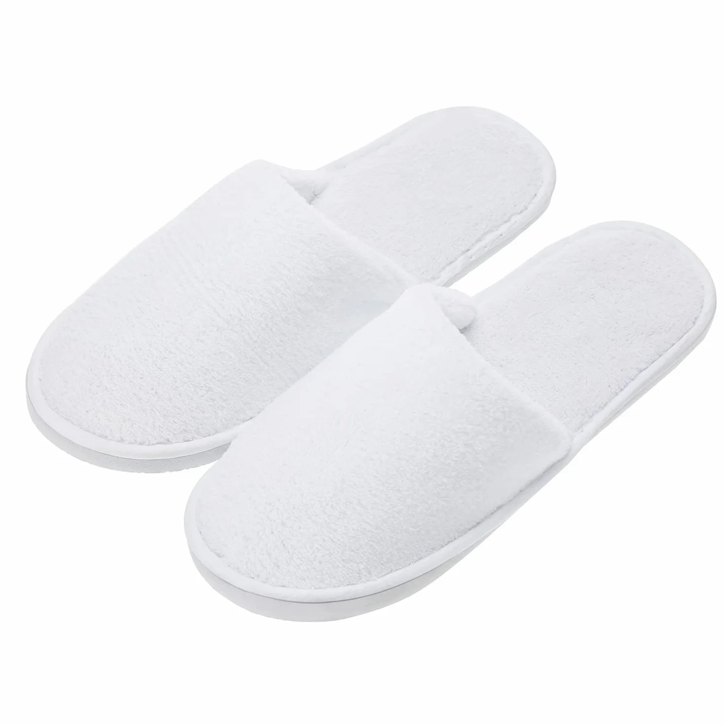 AhfuLife 5 Paires Pantoufles Hotel, Chaussons Blanc d'Hôtel à Bout Fermé Pantoufles en Velours, Pantoufle Maison Chaussons de Spa Chausson Unisexes pour Homme et Femme