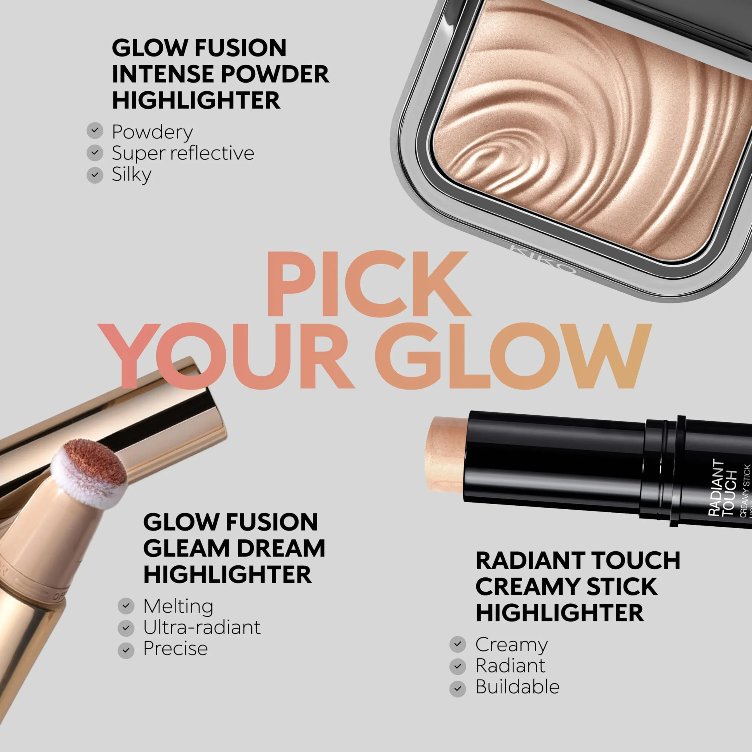 KIKO Milano Glow Fusion Gleam Dream Highlighter 2, Enlumineur Visage Liquide