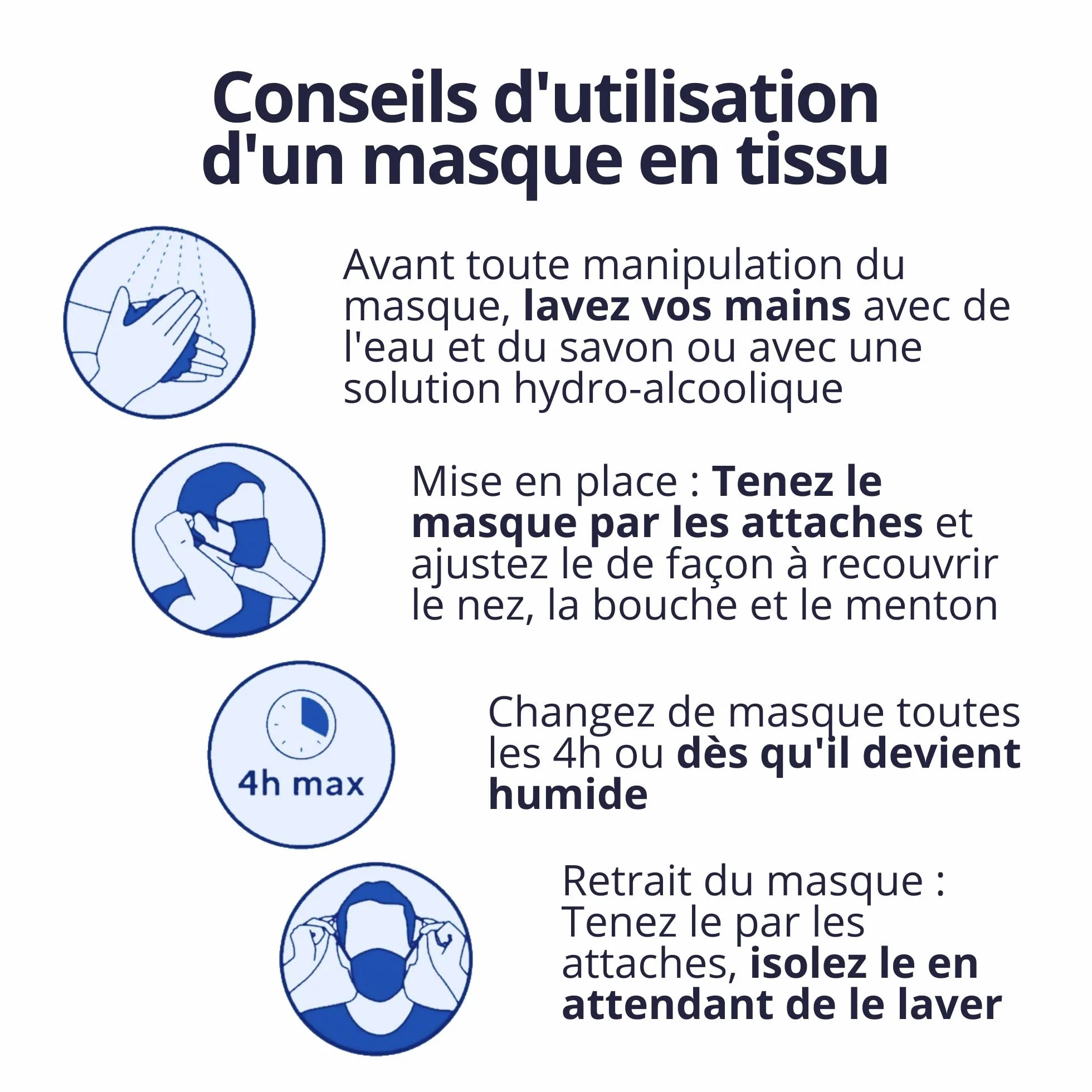 Masque en tissu 100% Coton Lavable Fabriqué en France - Modèle AFNOR