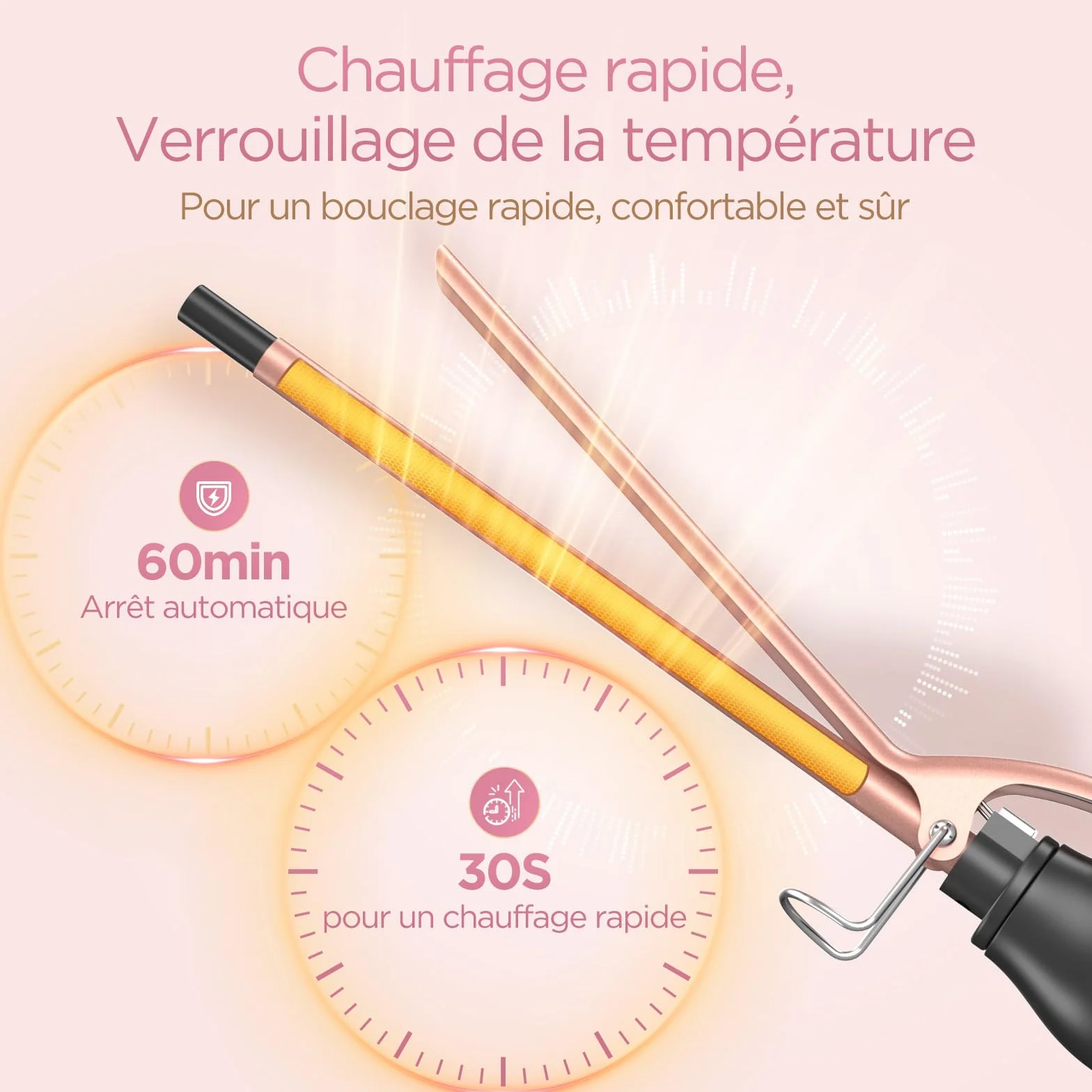 BESTOPE PRO Fer à Boucler 9mm Boucleur à Cheveux pour Petites Boucles, Boucleur Prolongé avec Chauffage Rapide et Écran LCD, Multi-Températures