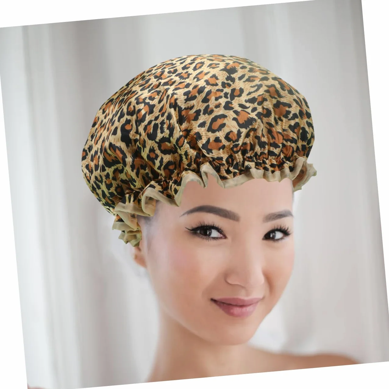 Beaupretty Bonnet De Douche Imperméable Double Couche En Peva Lot De 2 Imprimé Léopard Protection Cheveux