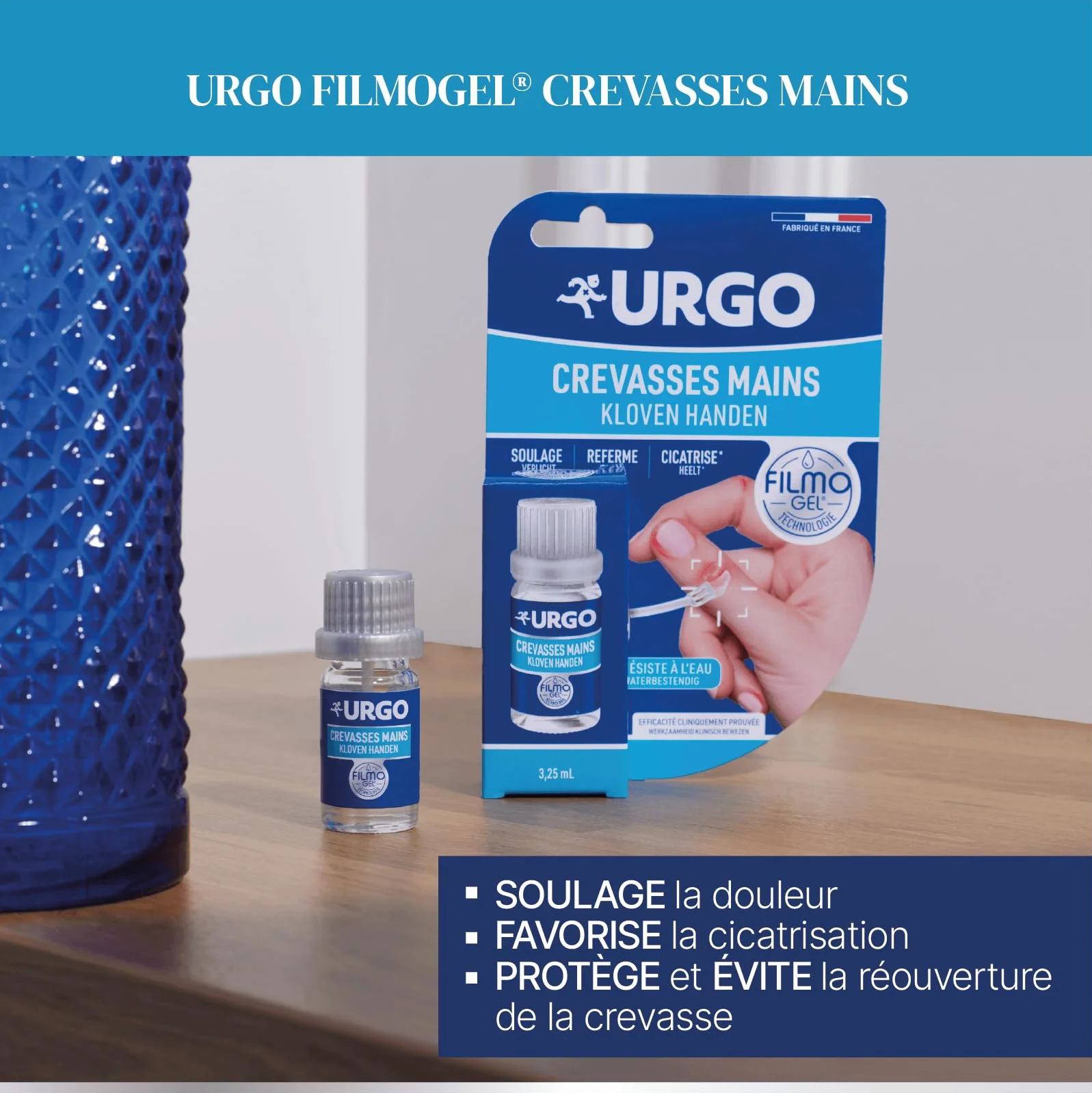 Urgo Pack duo Santé et Soin des Mains Filmogel mains crevassées 3,25 ml Crème miel mains abimées 50 ml