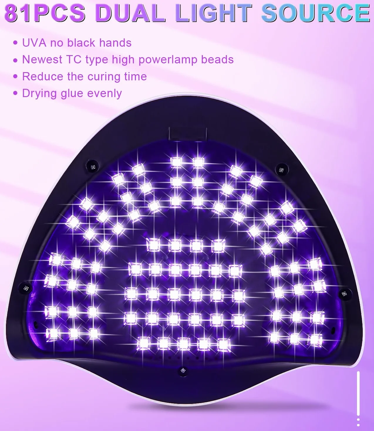 Lampe UV LED Ongles Gel 380W, Professionnel Sèche Ongles Automatique, Séchage Rapide, 81 LED Lampe, Grand LCD Ecran, 4 Minuteries 10s/30s/60s/99s pour Vernis Semi Permanent, Gel et Vernis