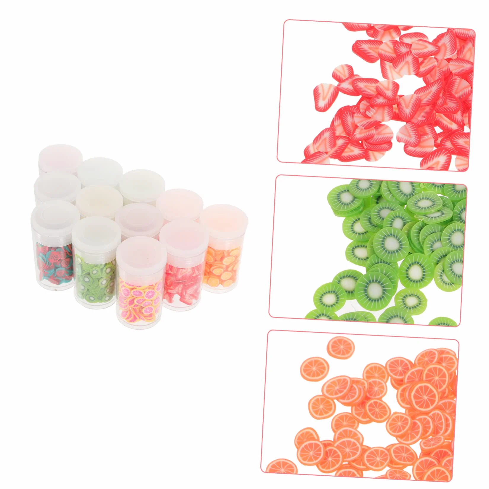 Ipetboom Tranches Nail Art Fruits 12 Boîtes Assortiment Aléatoire Décorations Argile Polymère DIY Ongles
