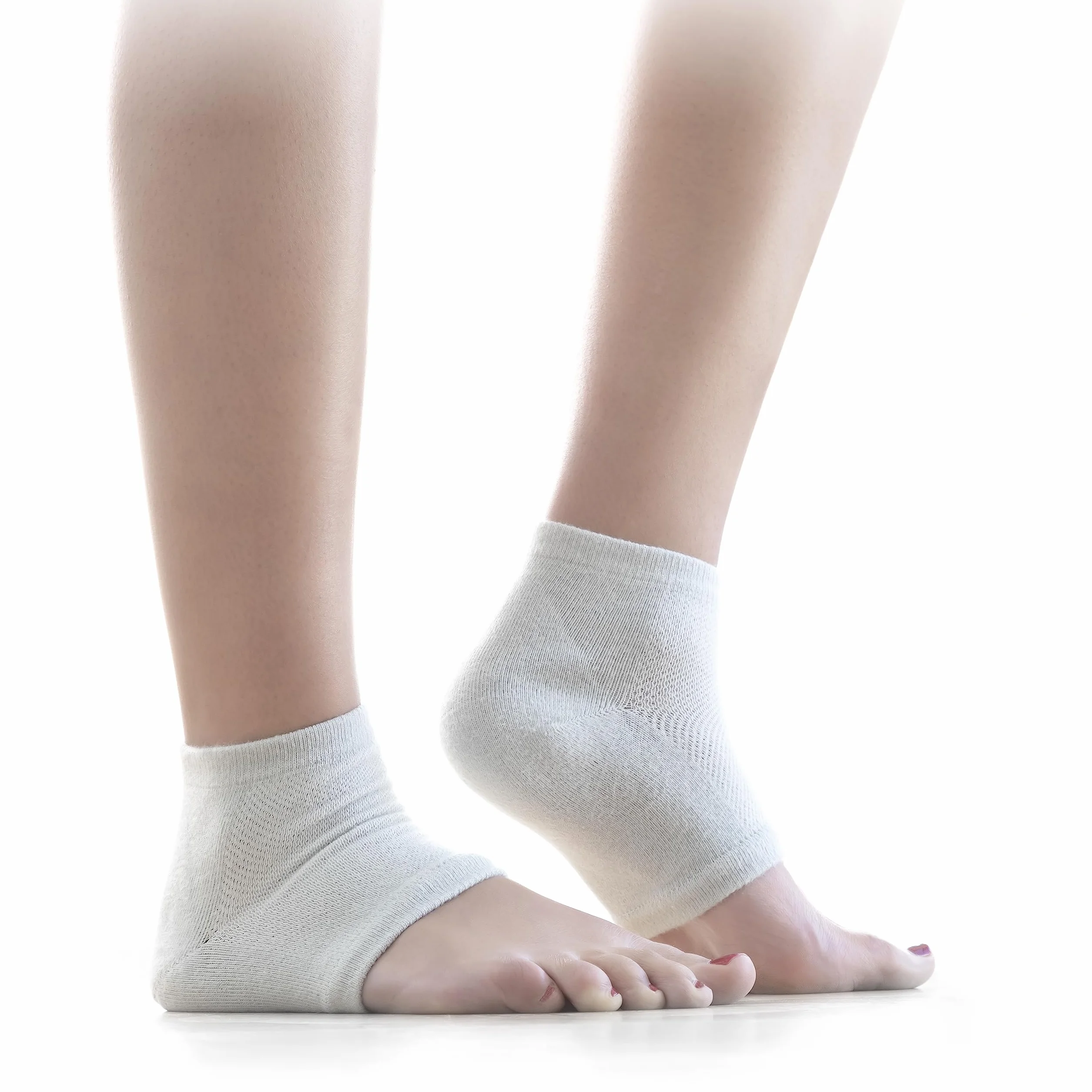 InnovaGoods Chaussettes Hydratantes Gel Huiles Naturelles Adoucit Talons Secs Ergonomique Respirant Réutilisable Gris Coton Élasthanne
