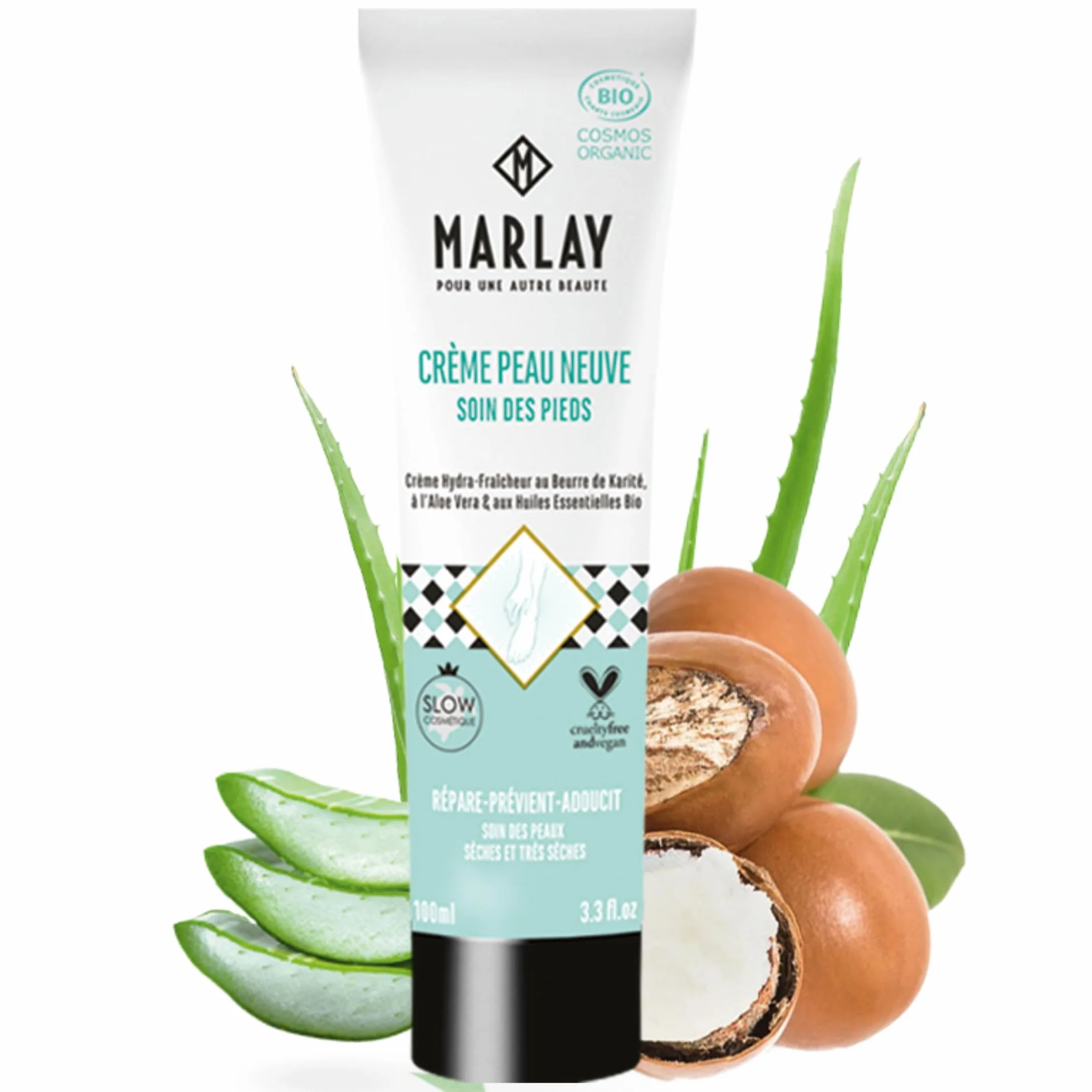 Marlay Cosmetics Crème Peau Neuve 100 ml Anti-transpirante Anti-échauffements 99% Origine Naturelle Fabriquée en France