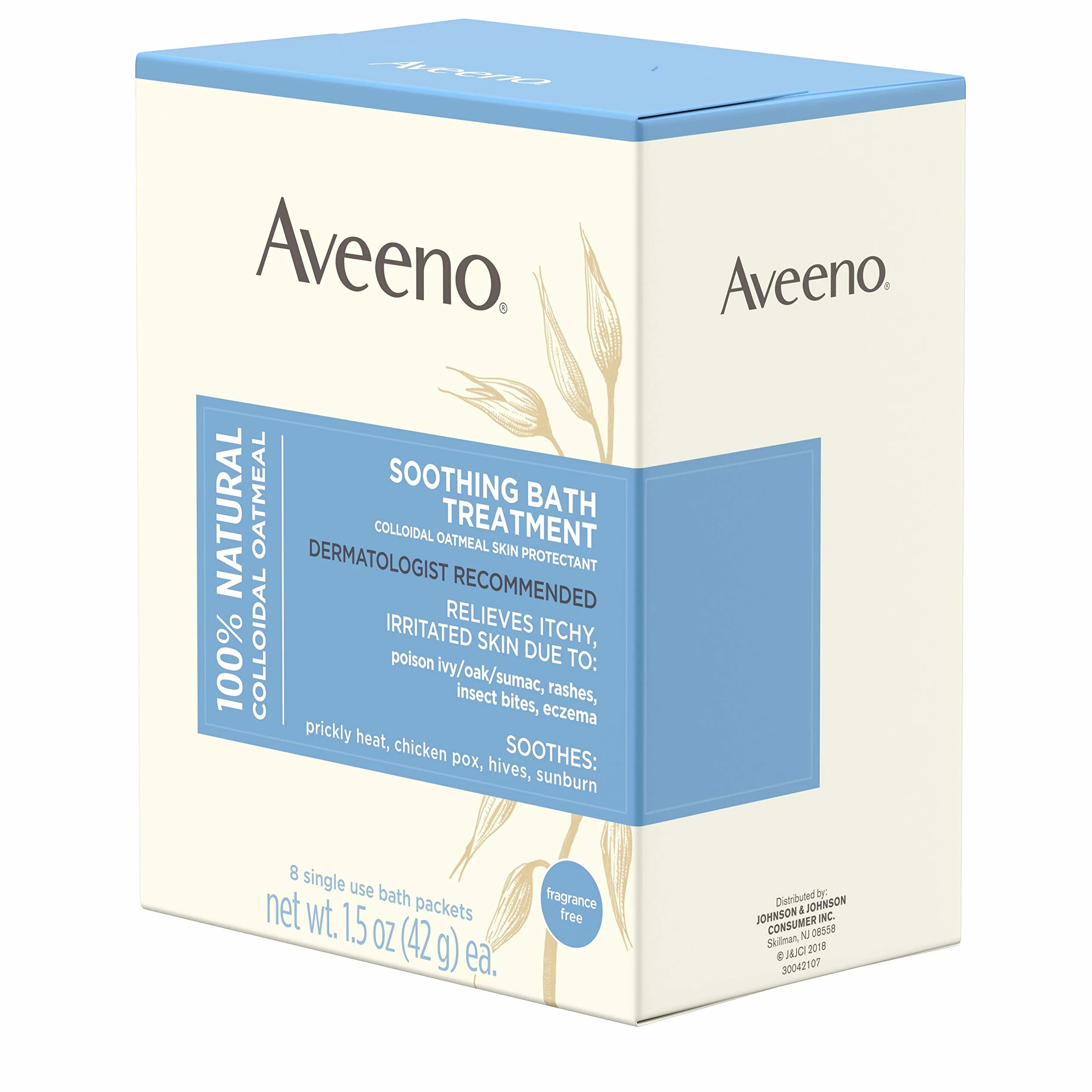 Aveeno Traitement de bain apaisant pour démangeaisons, peau irritée, 8 fils
