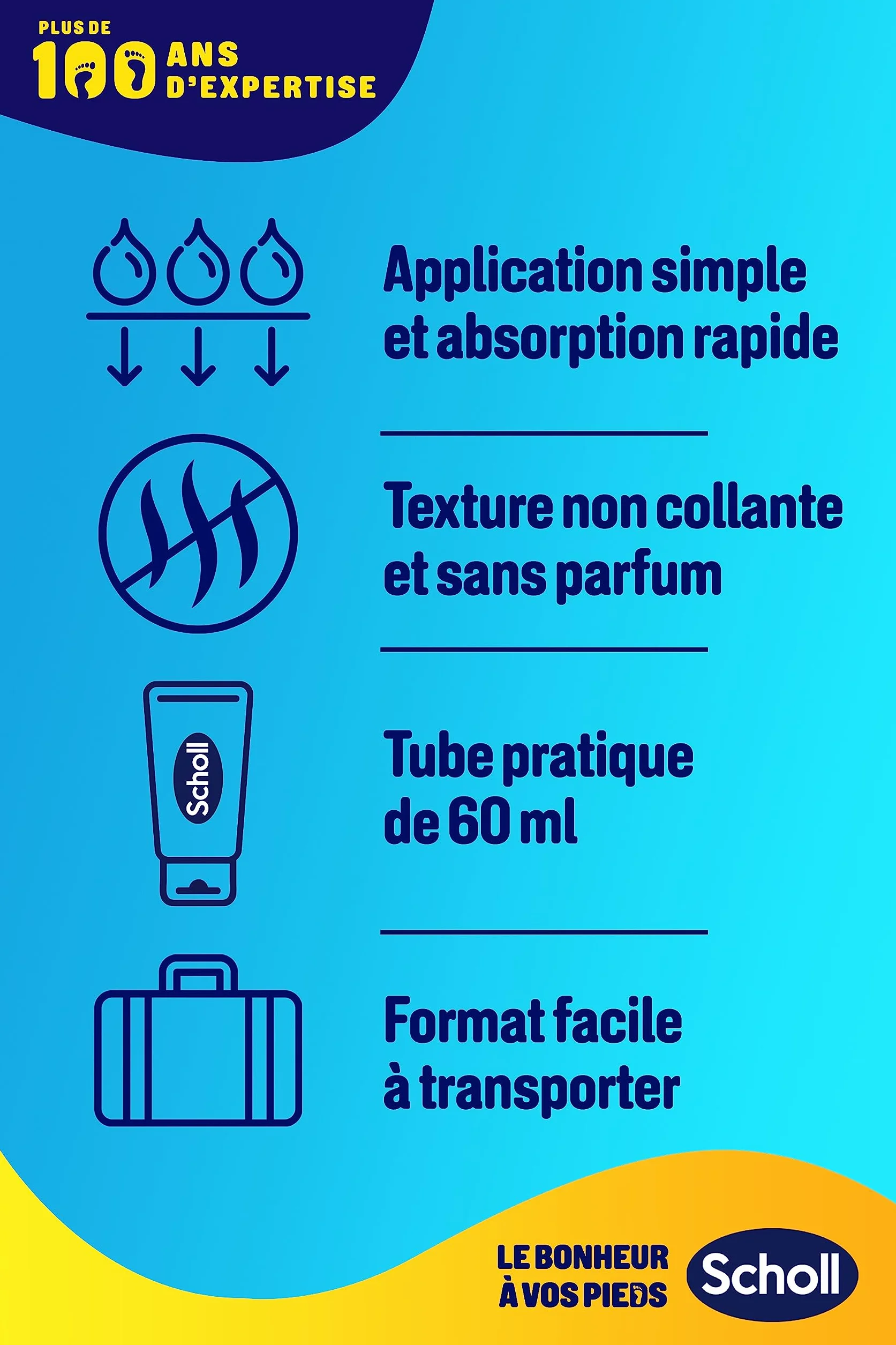 Scholl Crème Pieds Anti-Crevasses Talons Fendillés 60 ml - Répare et Hydrate en Profondeur Action 24h