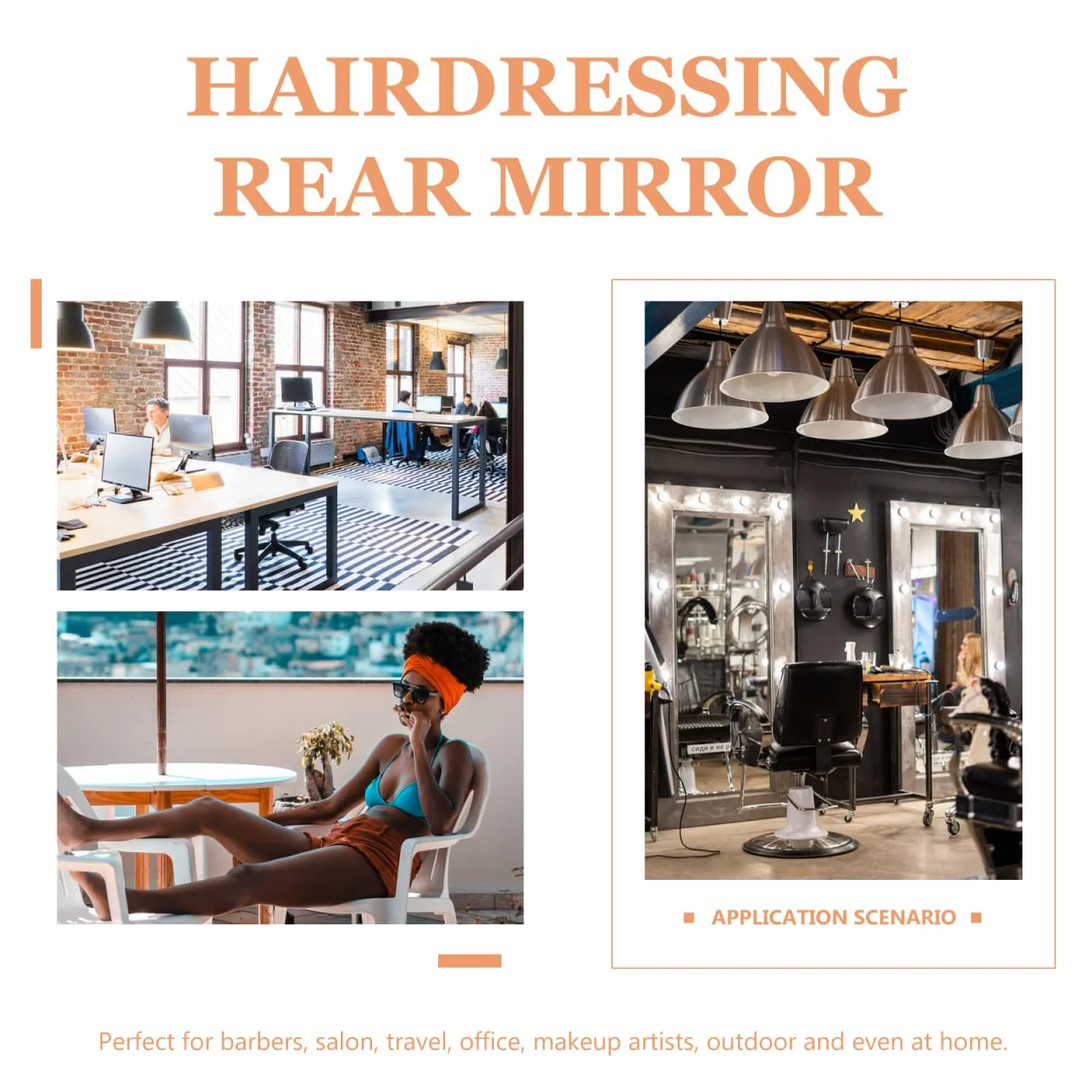Lurrose Miroir Rond Portable À Main avec Cadre en Mousse Ergonomique 13.39x10.83x0.59 Pouces Miroir De Coiffure pour Salon Maquillage Usage Professionnel Et Domestique