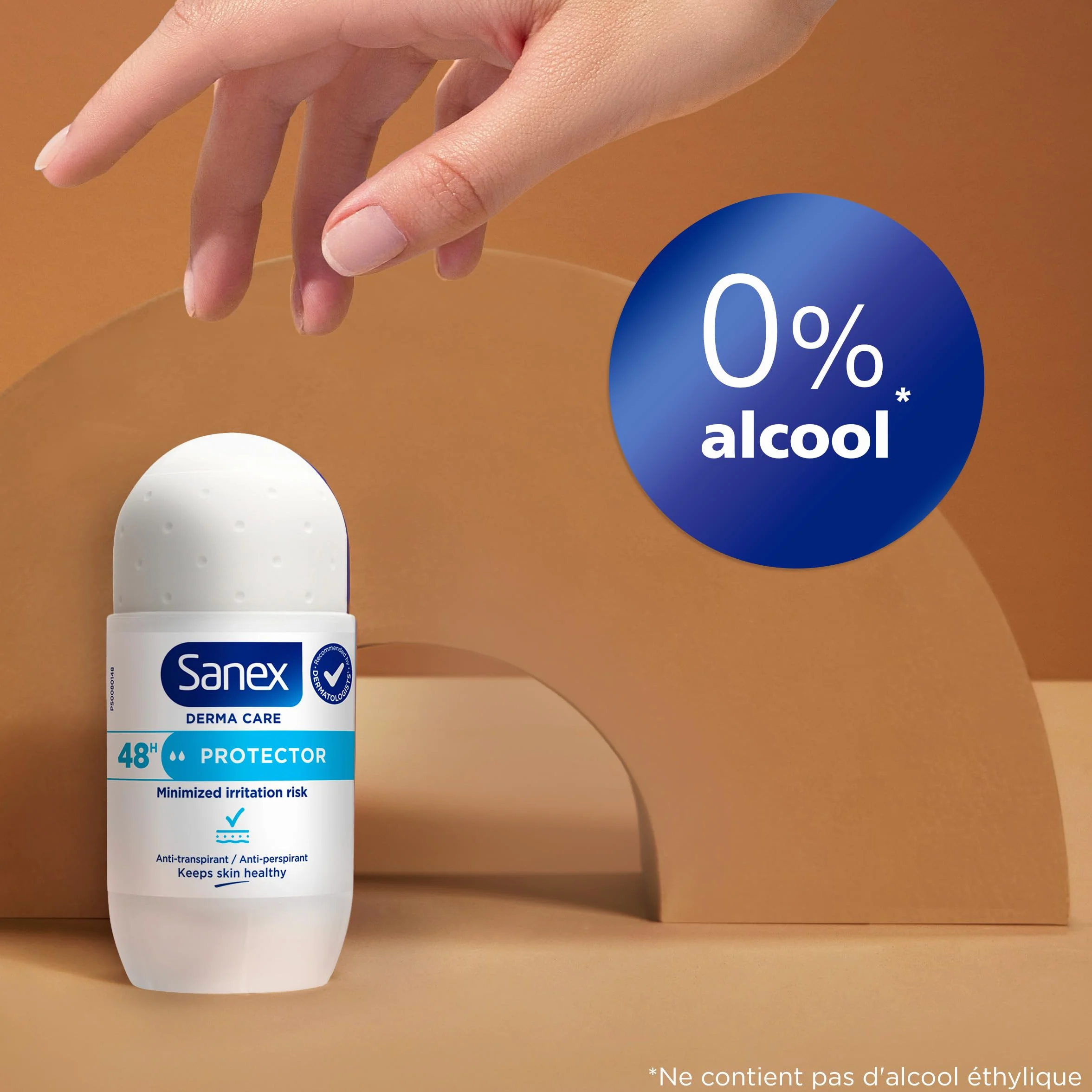 SANEX -Derma Care Protector 48 h Déodorant Bille Anti-transpirant 53 ml –fraîcheur longue durée contre la transpiration et les mauvaises odeurs – respecte la peau– ne contient pas d’alcool*