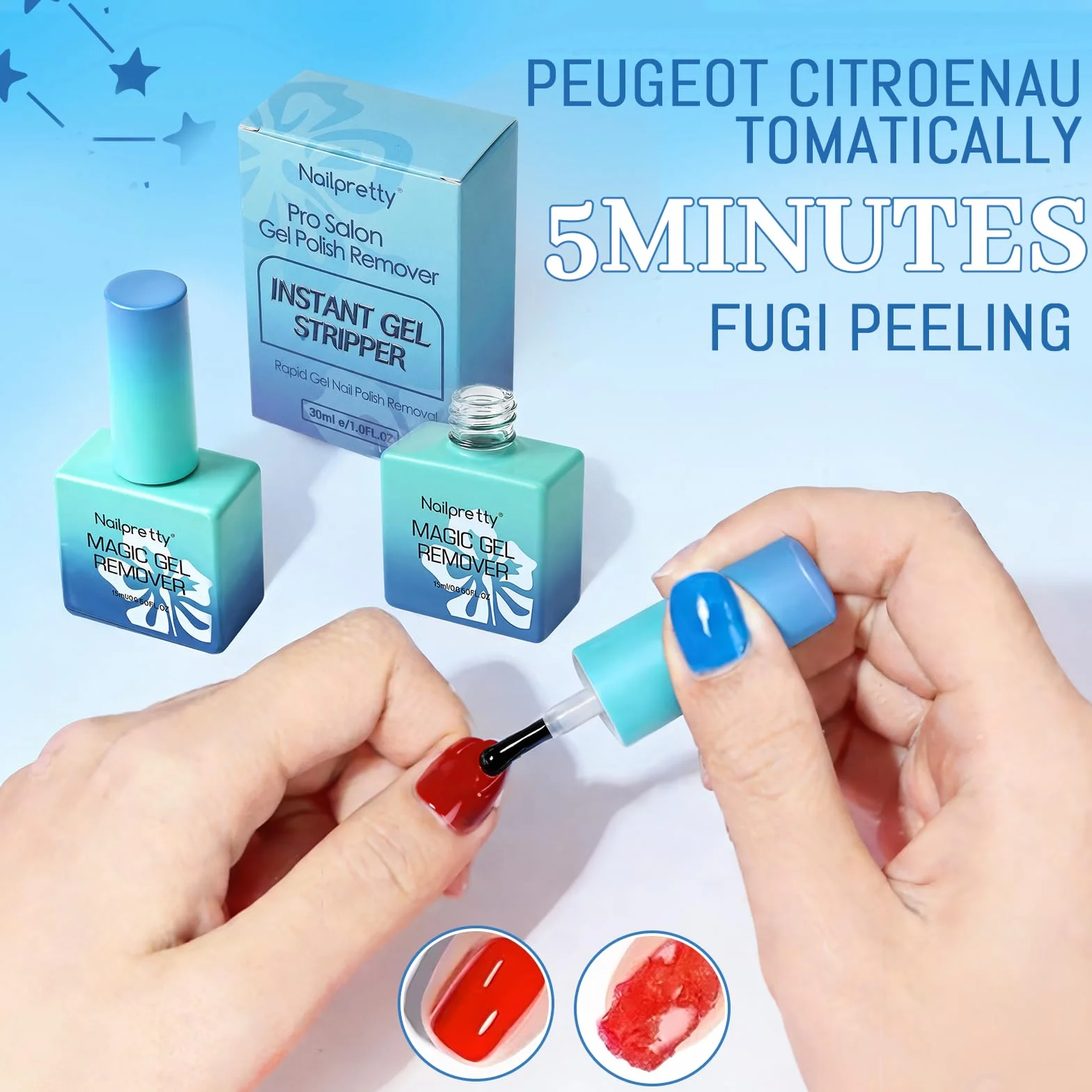 Kit Dissolvant Vernis Semi Permanent Professionnel Gel Nail Polish Remover avec Limes à Ongles