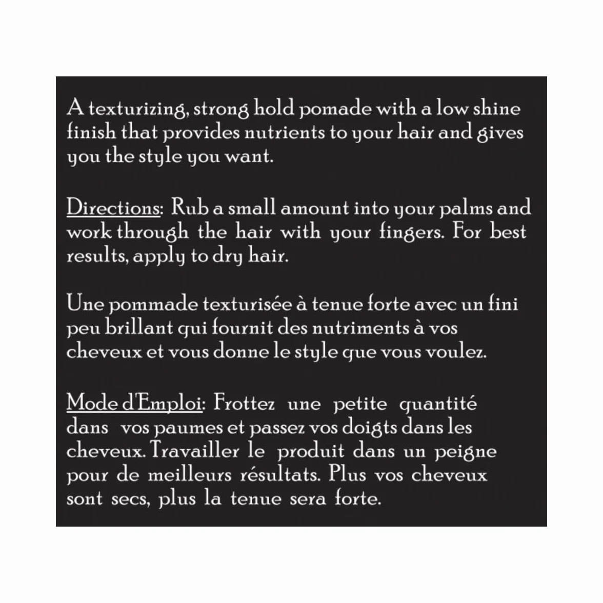 Brickell Men's Pommade texturisante forte tenue, naturelle et biologique, coiffante pliable, 56,7 g, parfumée