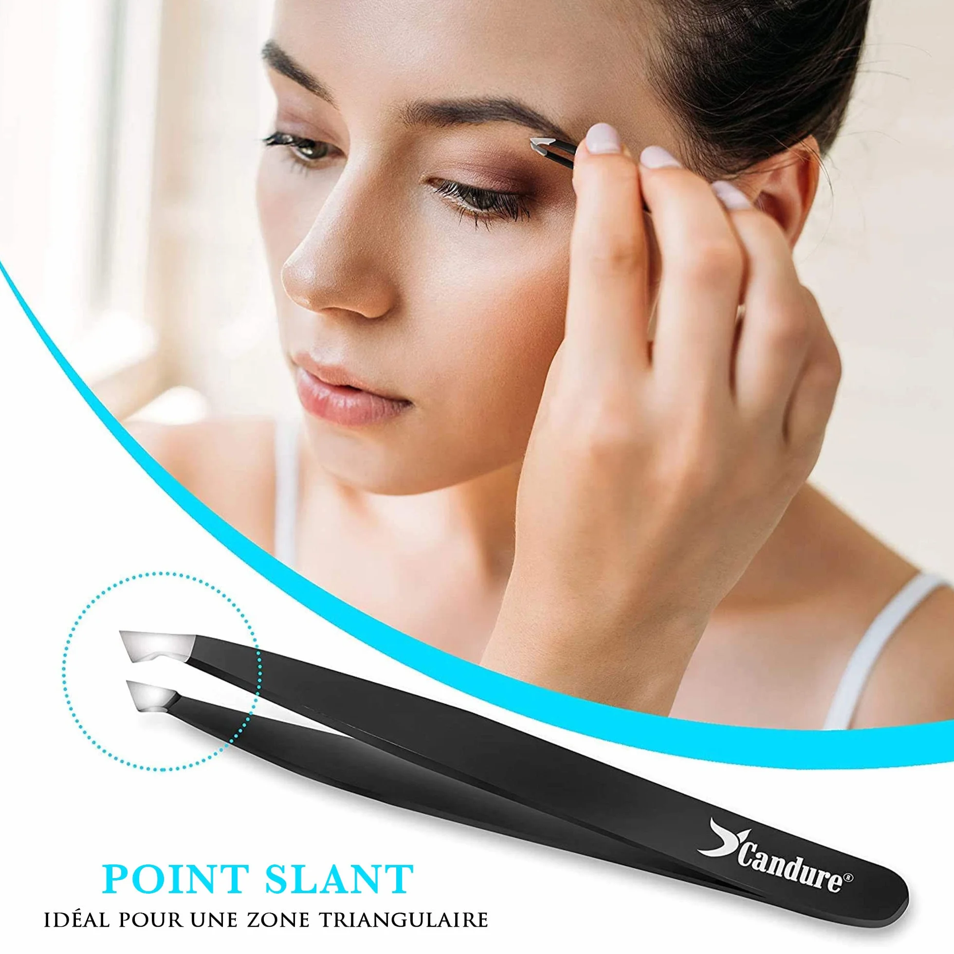 Candure Pince à Épiler Professionnelle Kit 4 Pincettes Acier Inoxydable Sourcils Précision