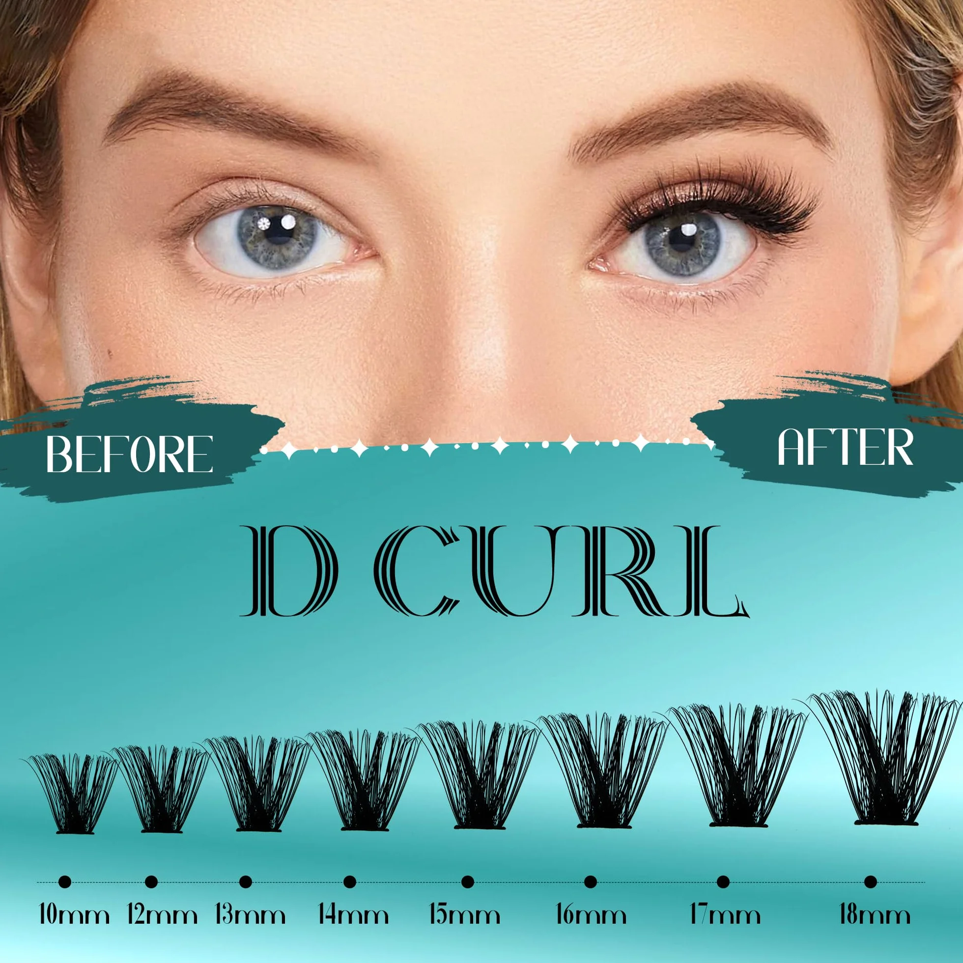 GEMERRY Extension Cils Kit Faux Cils 80D Naturel D Curl 10-18mm avec Colle et Applicateur