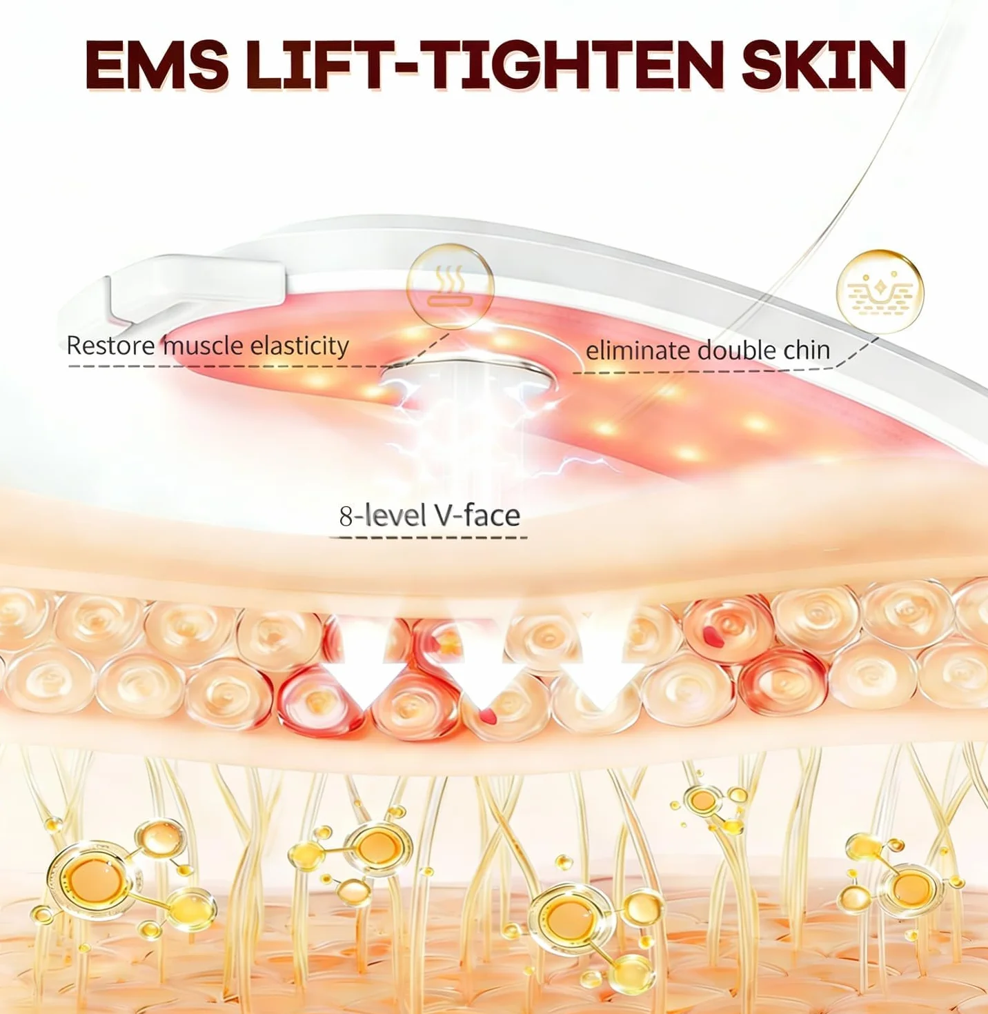 Massager Électrique en V pour le Visage,Électrostimulateur Édition 2026 Appareil de Soins du Visage avec Technologie EMS,Lumière Rouge et Bleue,5 Modes de Traitement