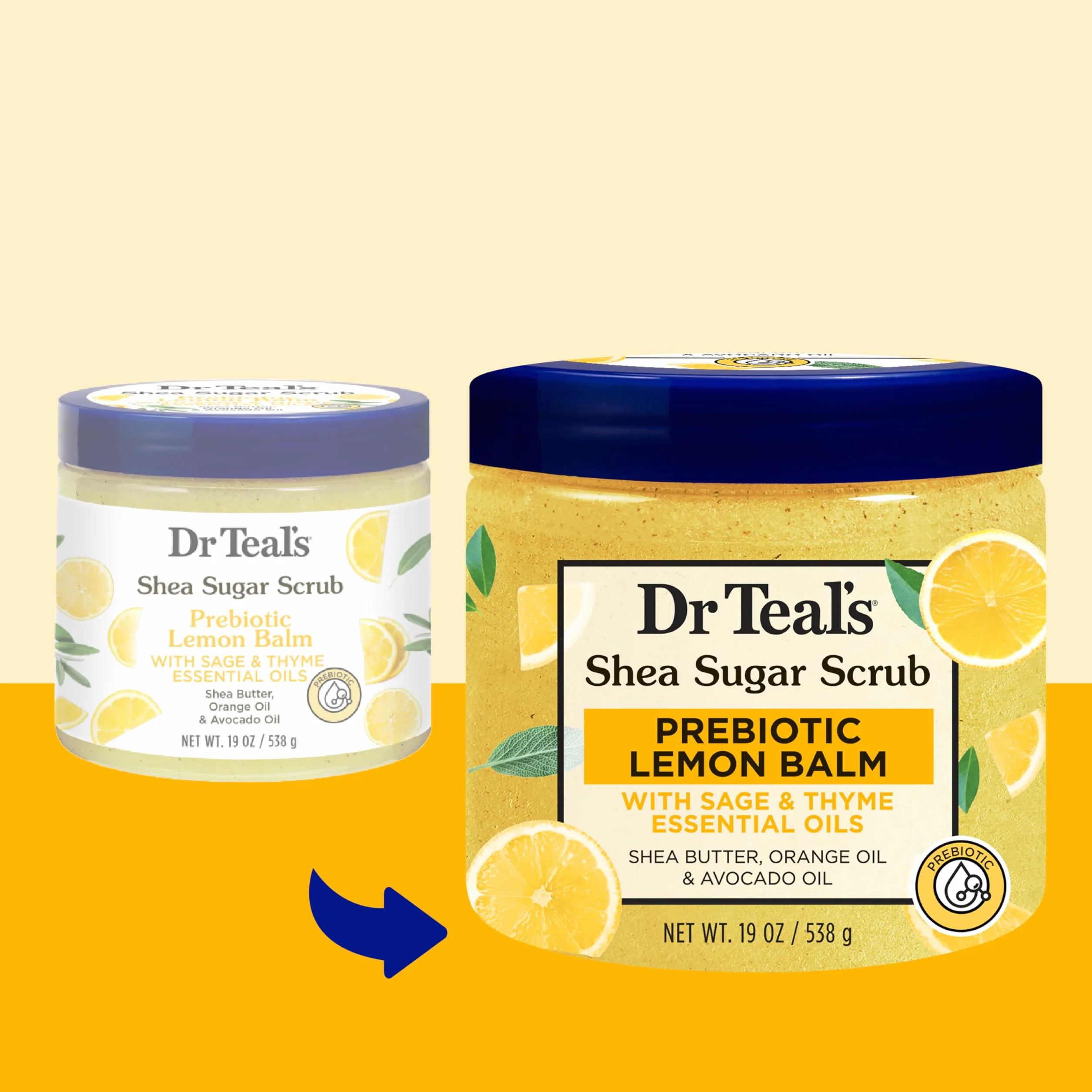 Gommage de sucre de karité Dr Teal's à la mélisse prébiotique 538 g