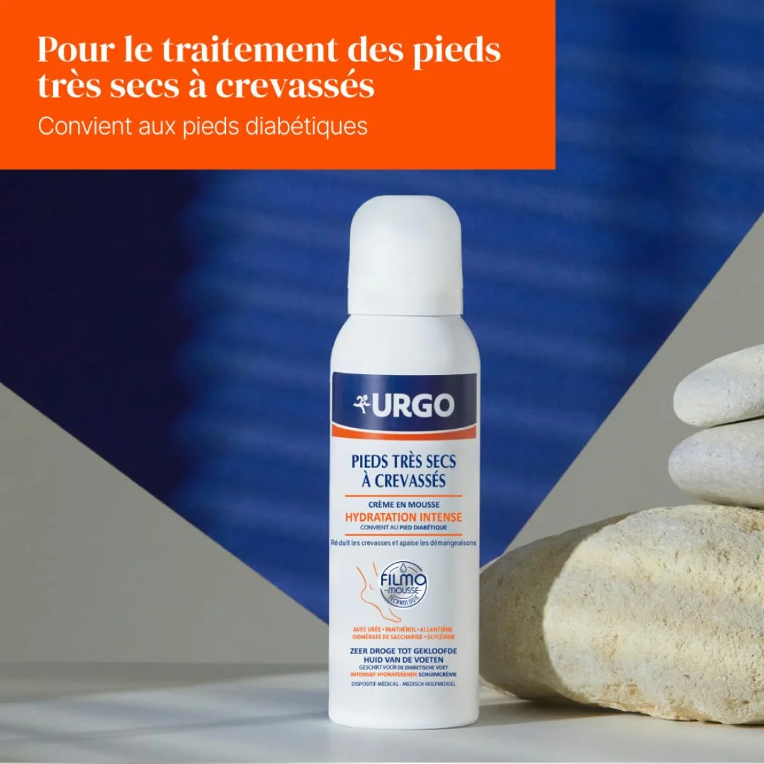 Urgo Filmomousse Hydratation Intense 125ML Traitement pieds très secs crevassés