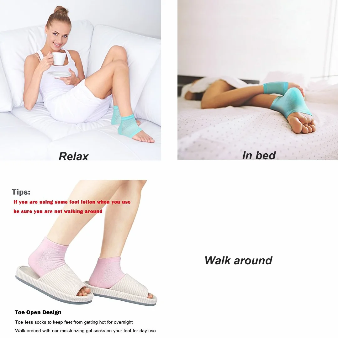 Chaussettes hydratantes à talons en gel Lot de 3 paires pour soulager les douleurs au talon Confortables douces Hommes Femmes Soins jour nuit