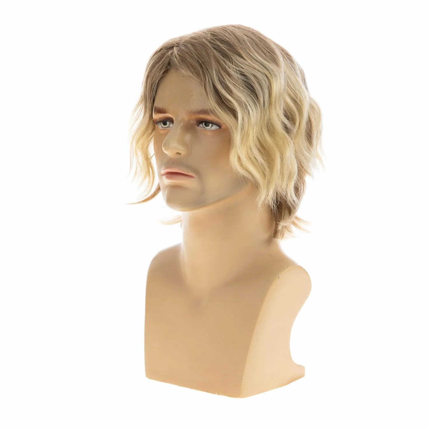 Perruque Blondes Courtes Hommes Cheveux Bouclés Naturels Synthétiques Moelleuses