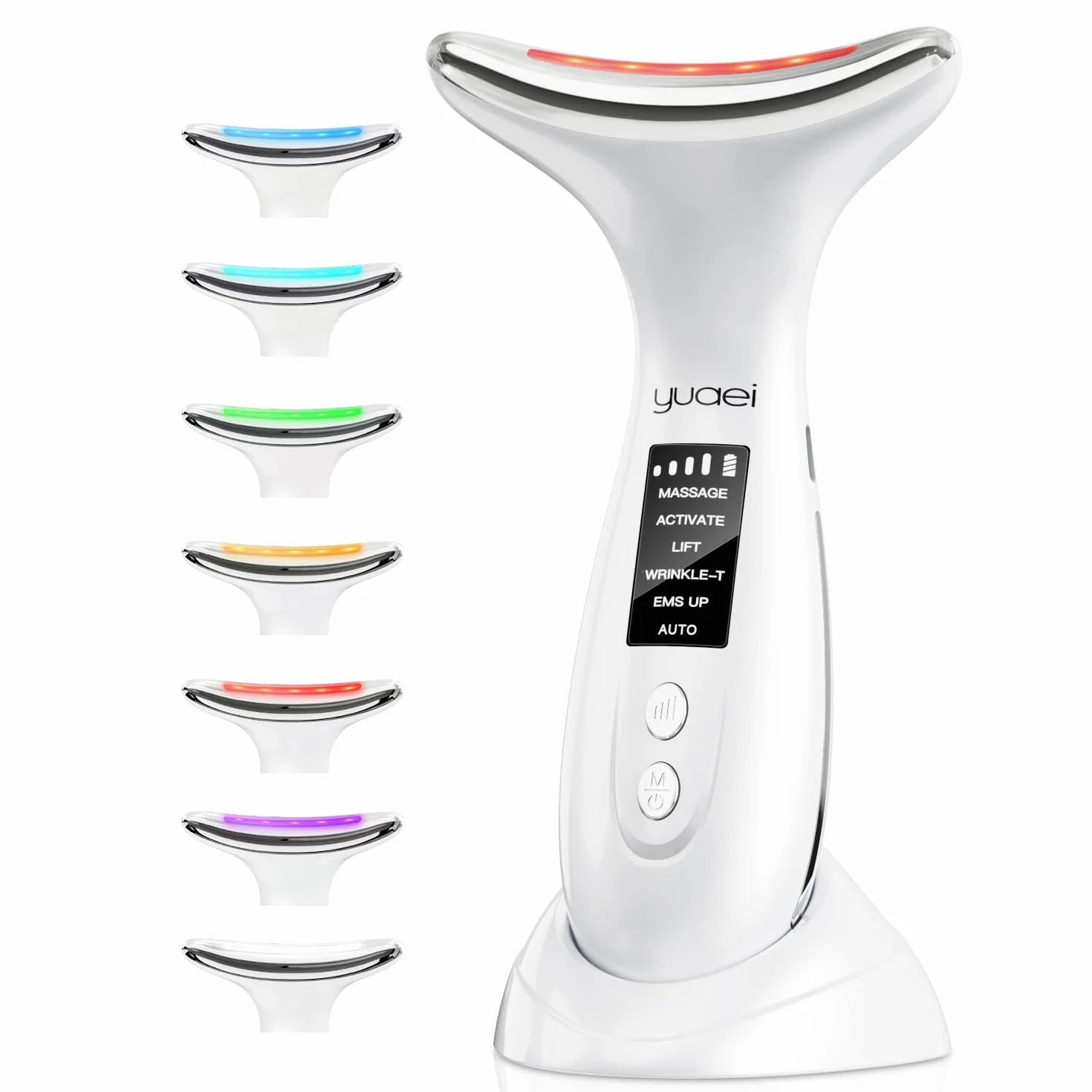 Massage Visage Appareil Anti Rides: Masseur Lifting Double Menton Facial 6 Mode Beauté Electrique Machine Luminothérapie Led 7 Couleurs - EMS 45℃ Anti-Age Massage Pour Raffermissement du Visage et Cou