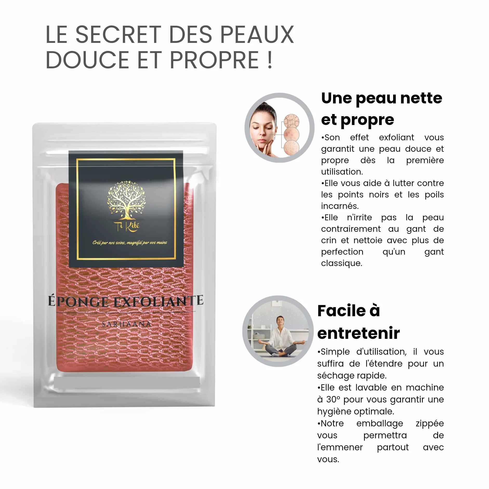 Filet de Douche africain Djampe Eponge exfoliante Gant Fleur Toilette XL CORAIL