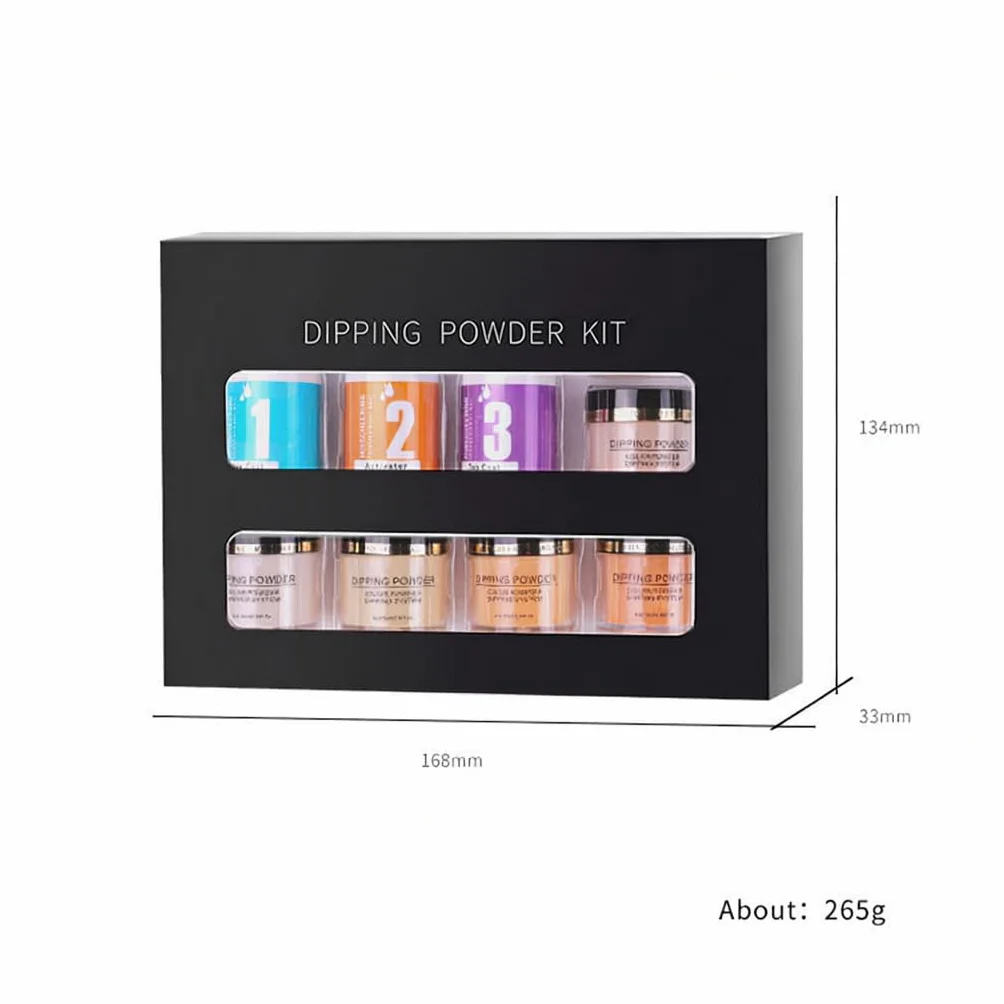 Kit de poudre pour ongles trempés avec base top coat et activateur Set d'art nail pailleté extension français