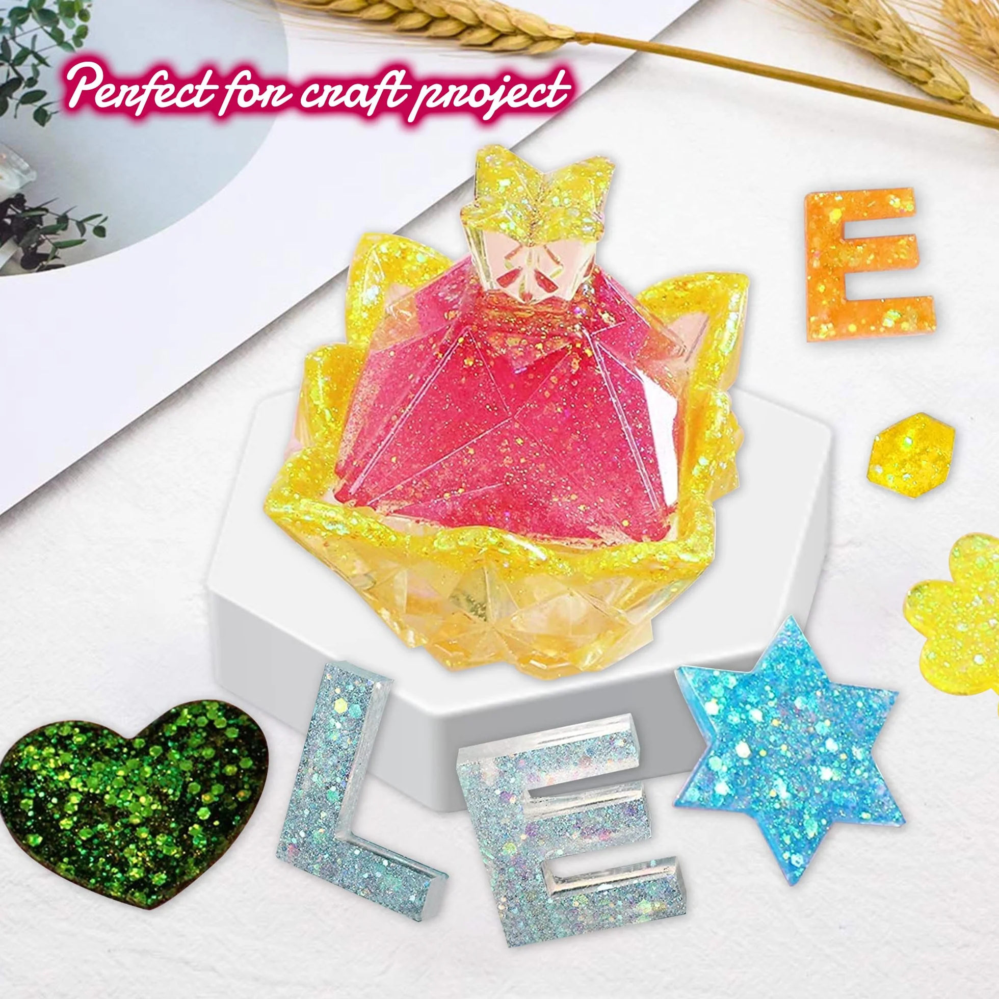 HEMOER Paillettes jaunes opales 100 g Poudre pailletée pour résine ongles artisanat fêtes