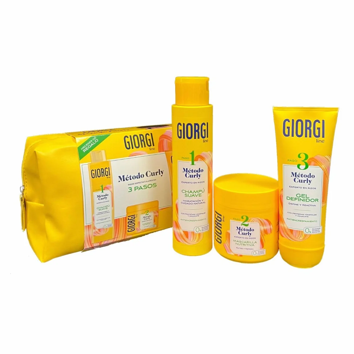 GIORGI Line Kit démarrage méthode Curly 3 étapes Coffret cadeau boucles 0% alcool silicone sulfate protéines végétales avocat 950 ml