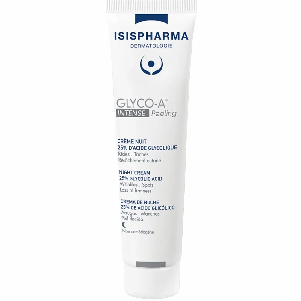 ISISPHARMA GLYCO-A - Intense Peeling - Crème de Nuit avec 25% d’Acide Glycolique pour Peaux Matures -Lisse, Unifie et Raffermi la peau - Effet Anti-Taches et Anti-Âge - Fabrication Française